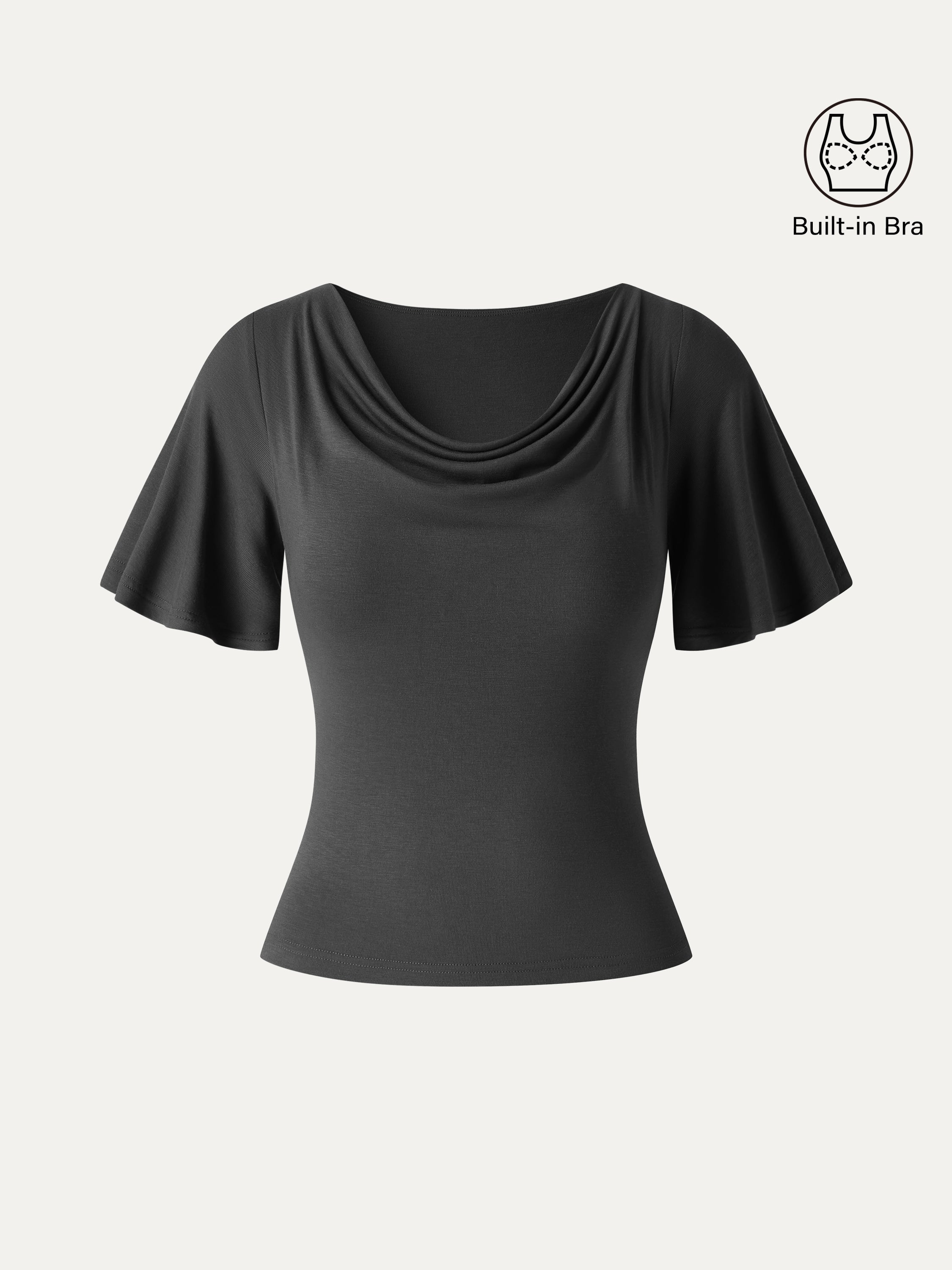 CoolTouch Cowl Neck Flutter Sleeve Bra Top