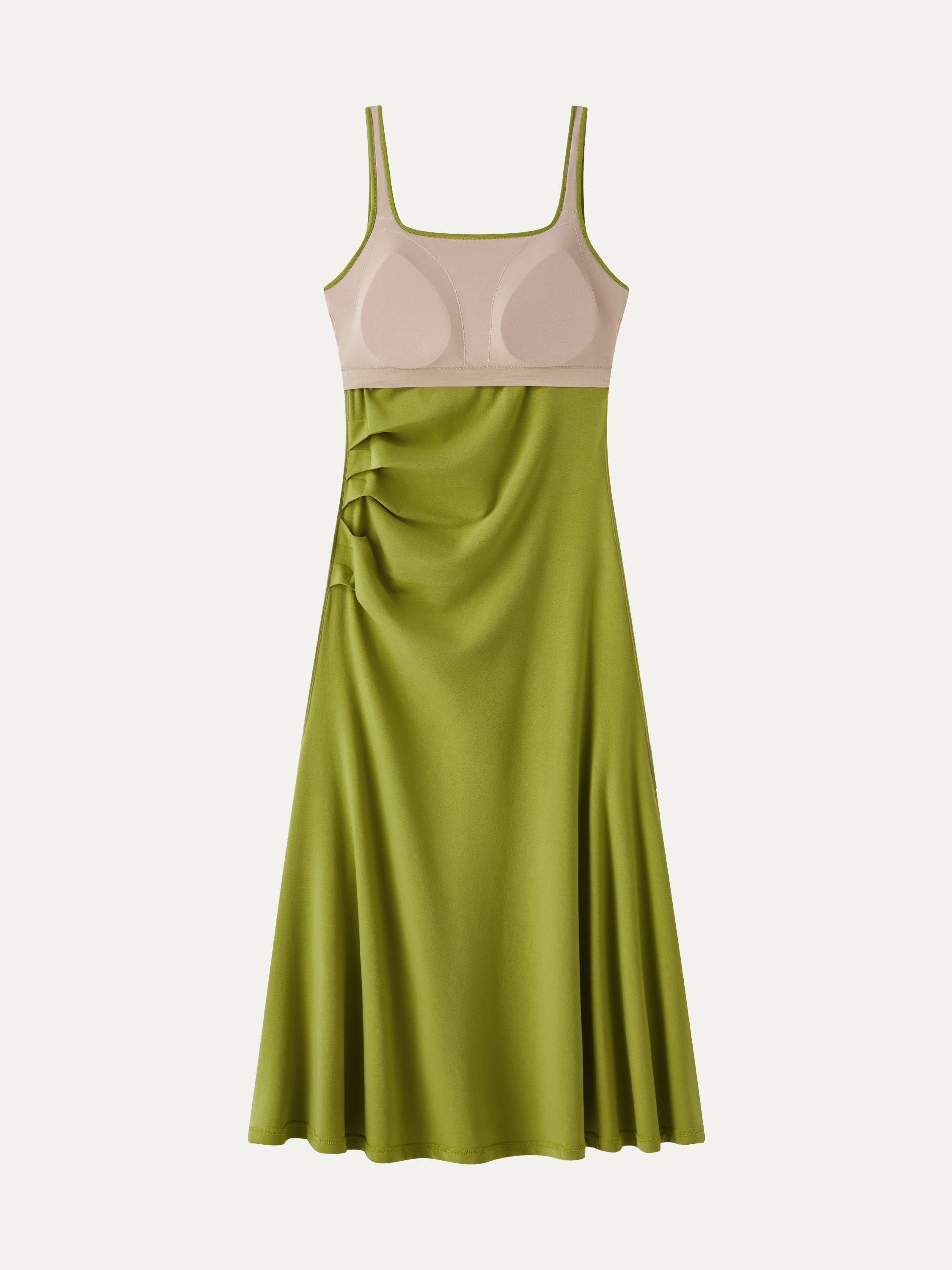 Square Neck Tucked Open Back Bra Dress