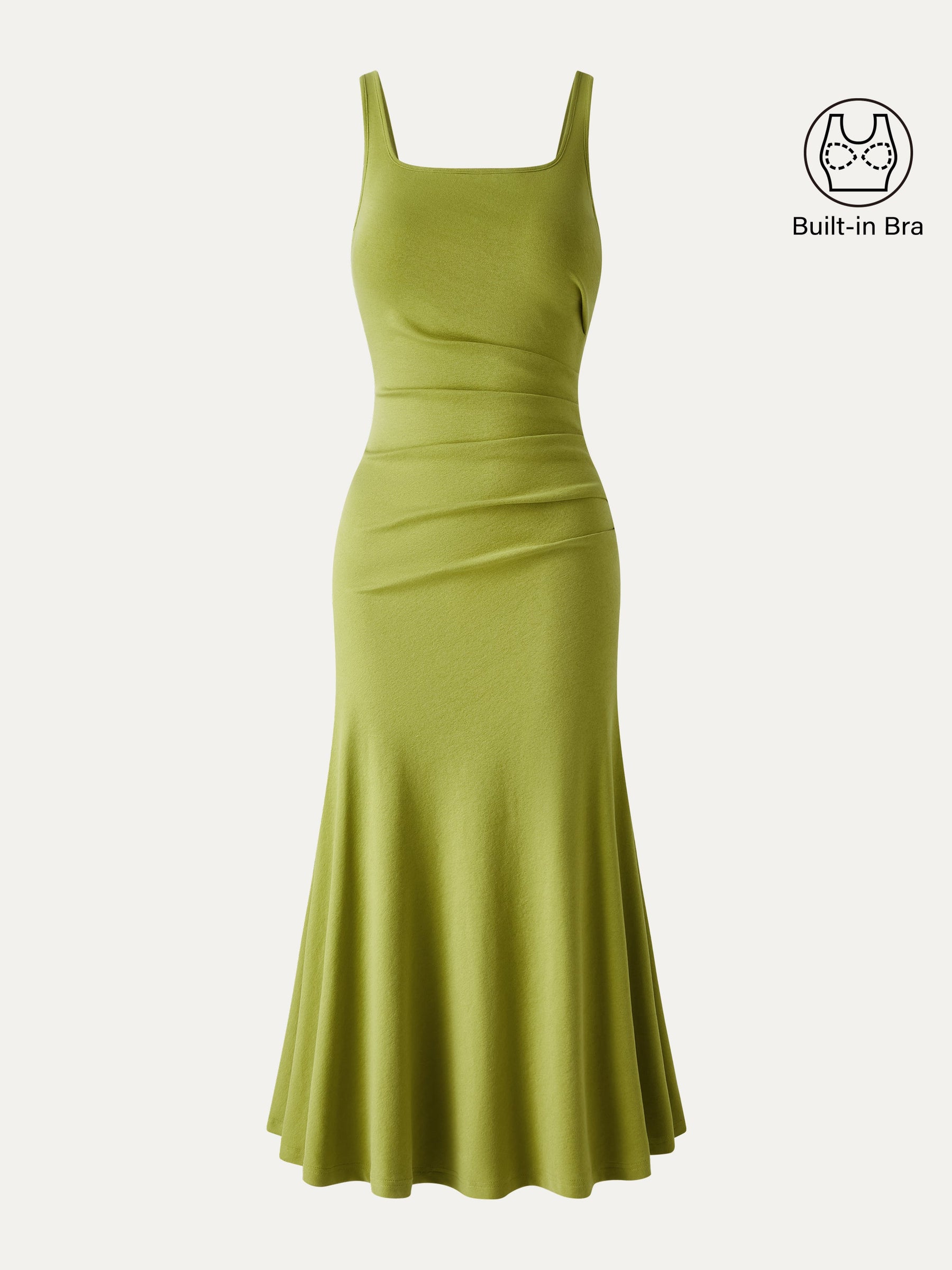 Square Neck Tucked Open Back Bra Dress