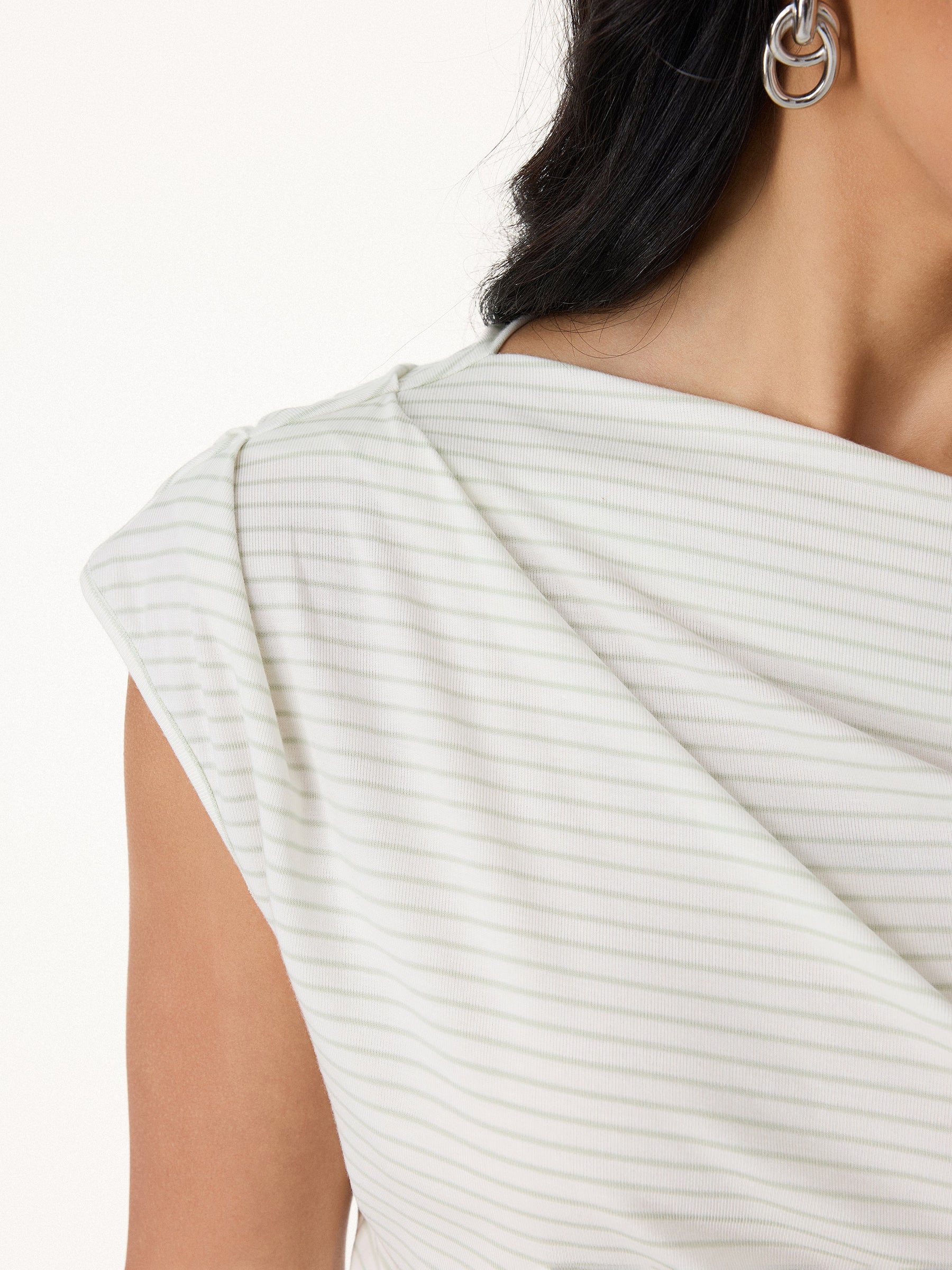 Striped Asymmetrical Neck Top