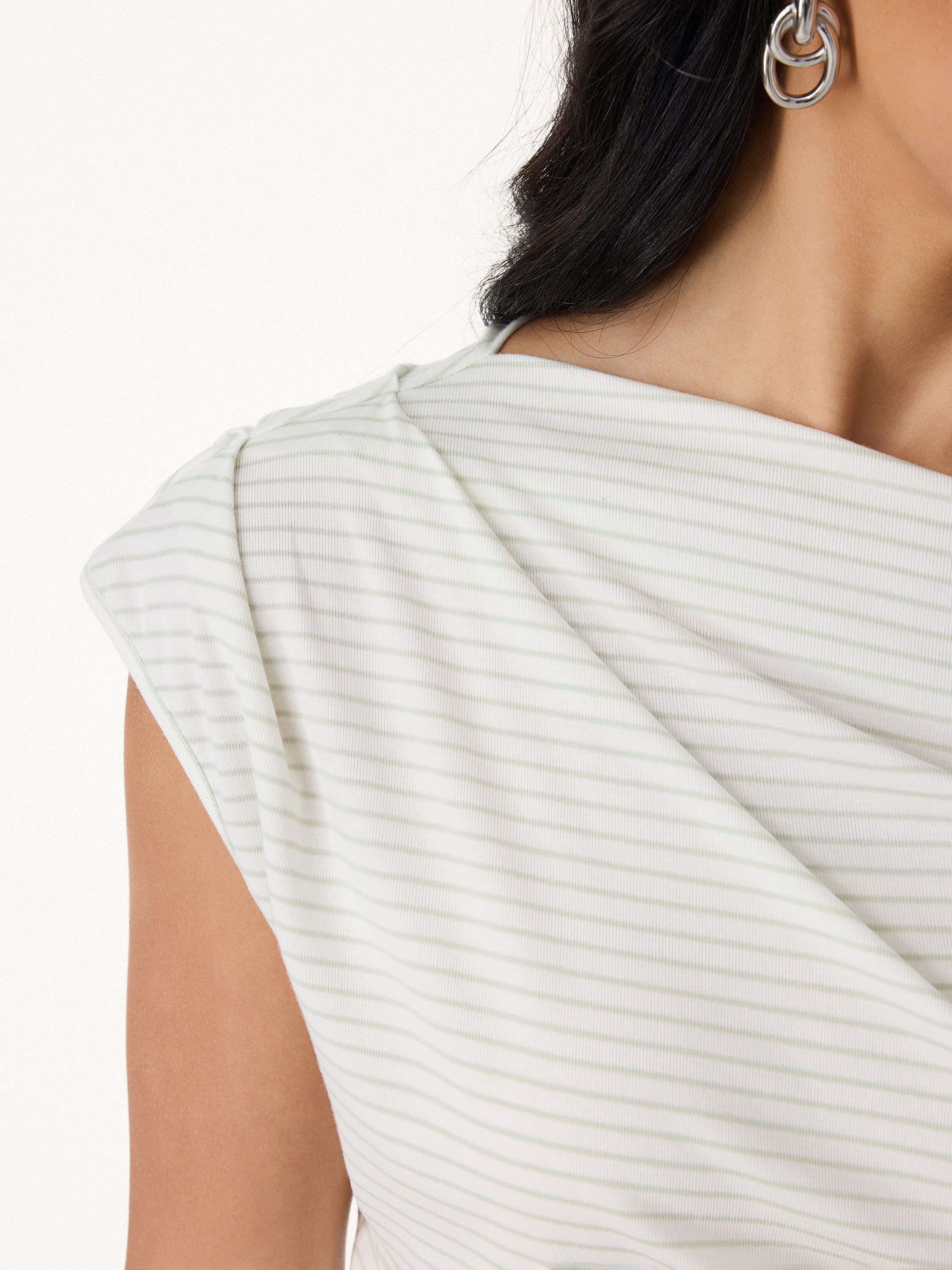 Striped Asymmetrical Neck Top