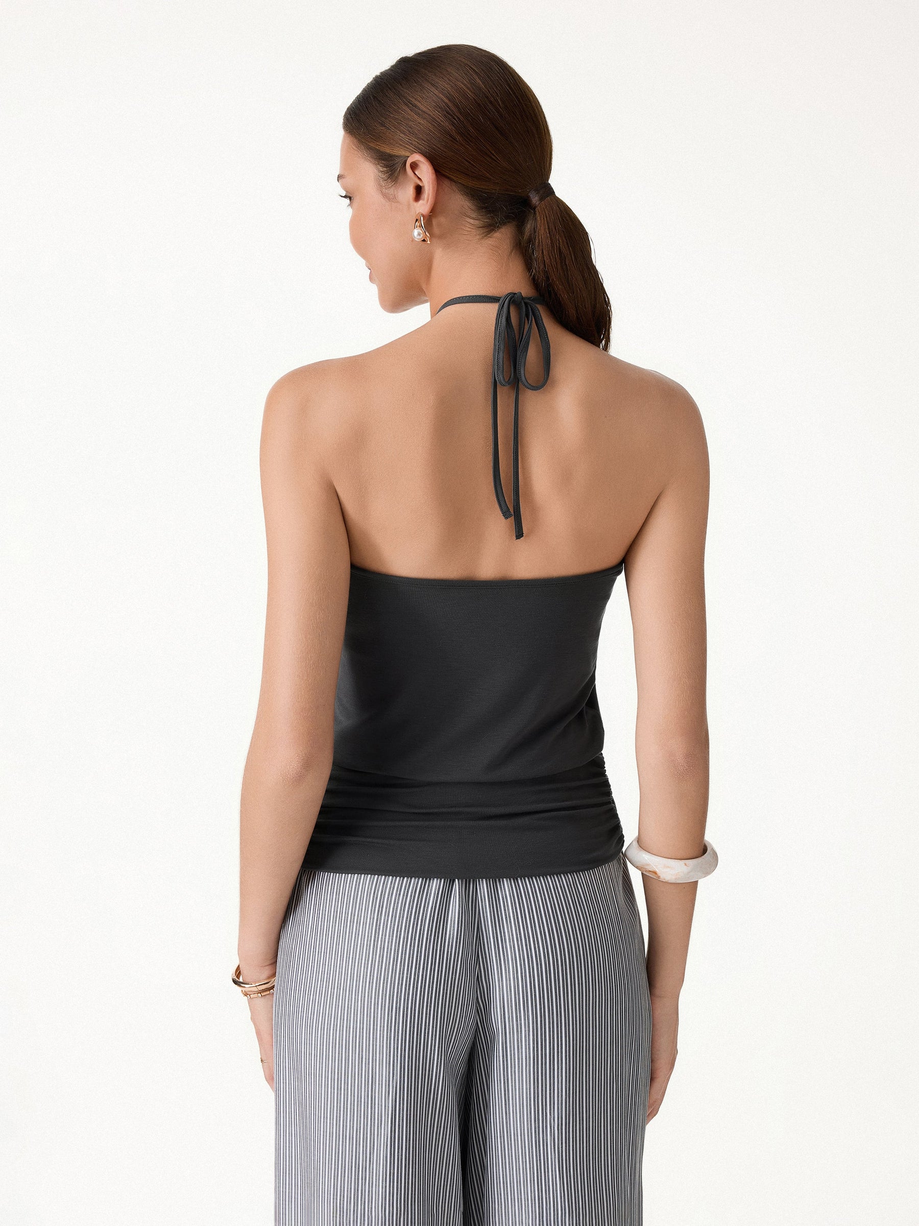 CoolTouch Halter Ruched Hem Bra Top
