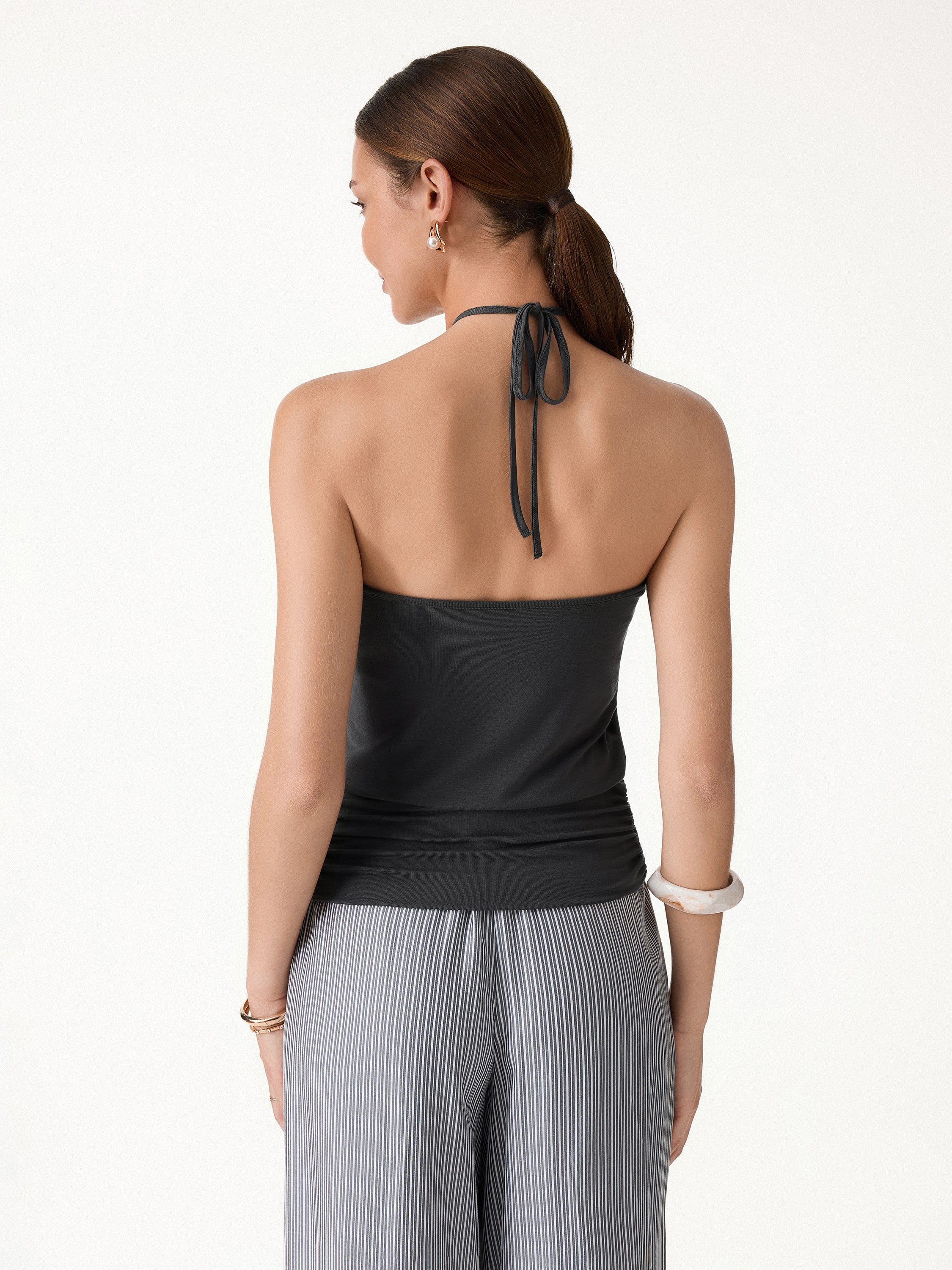 CoolTouch Halter Ruched Hem Bra Top