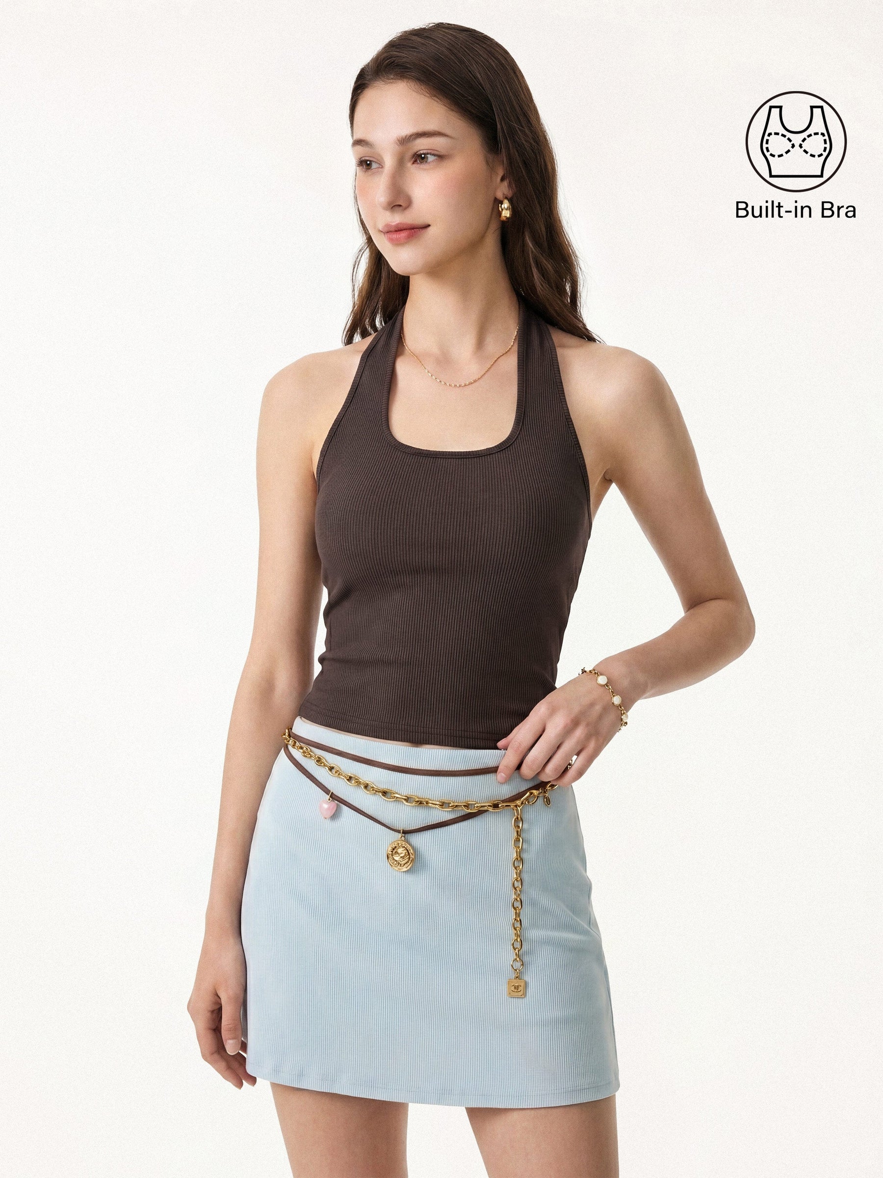 Cotton Square Halter Neck Bra Tank