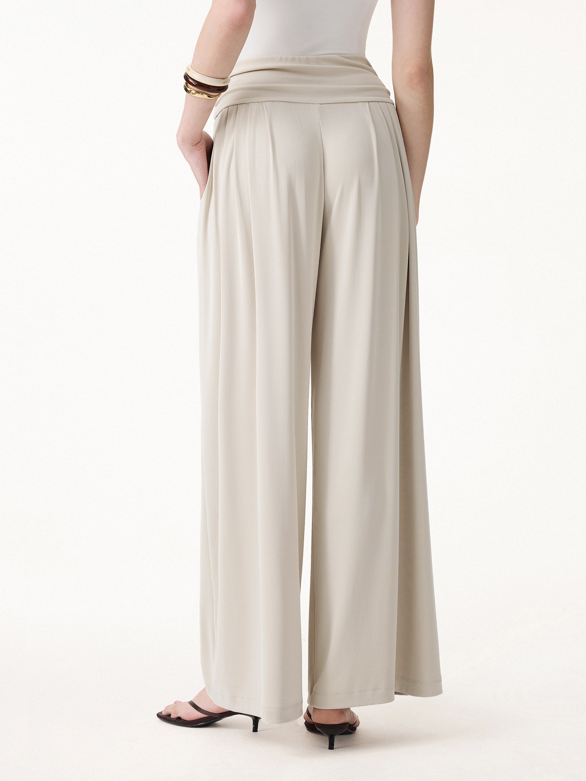 Sandwashed Super Flowy Tucked Palazzo Pant with Pockets