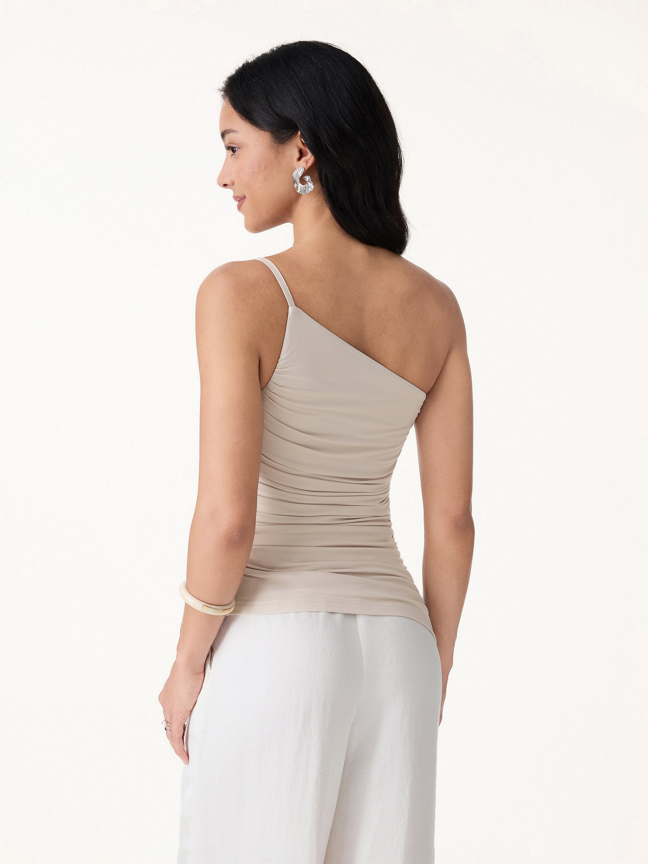 SkinKiss Ruched One Shoulder Asymmetrical Bra Top