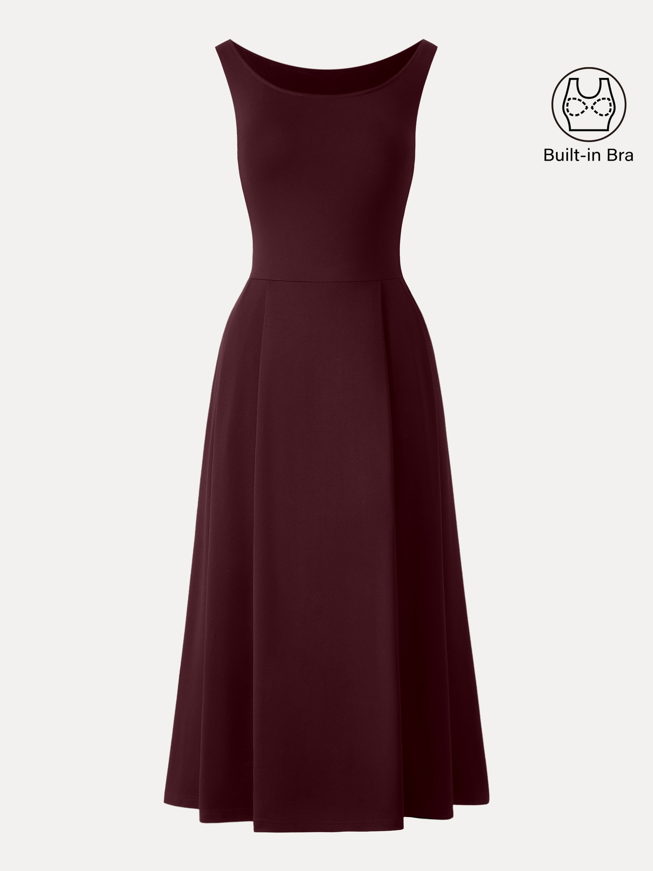 Balletic Scoop Neck Midi Bra Dress with Pockets