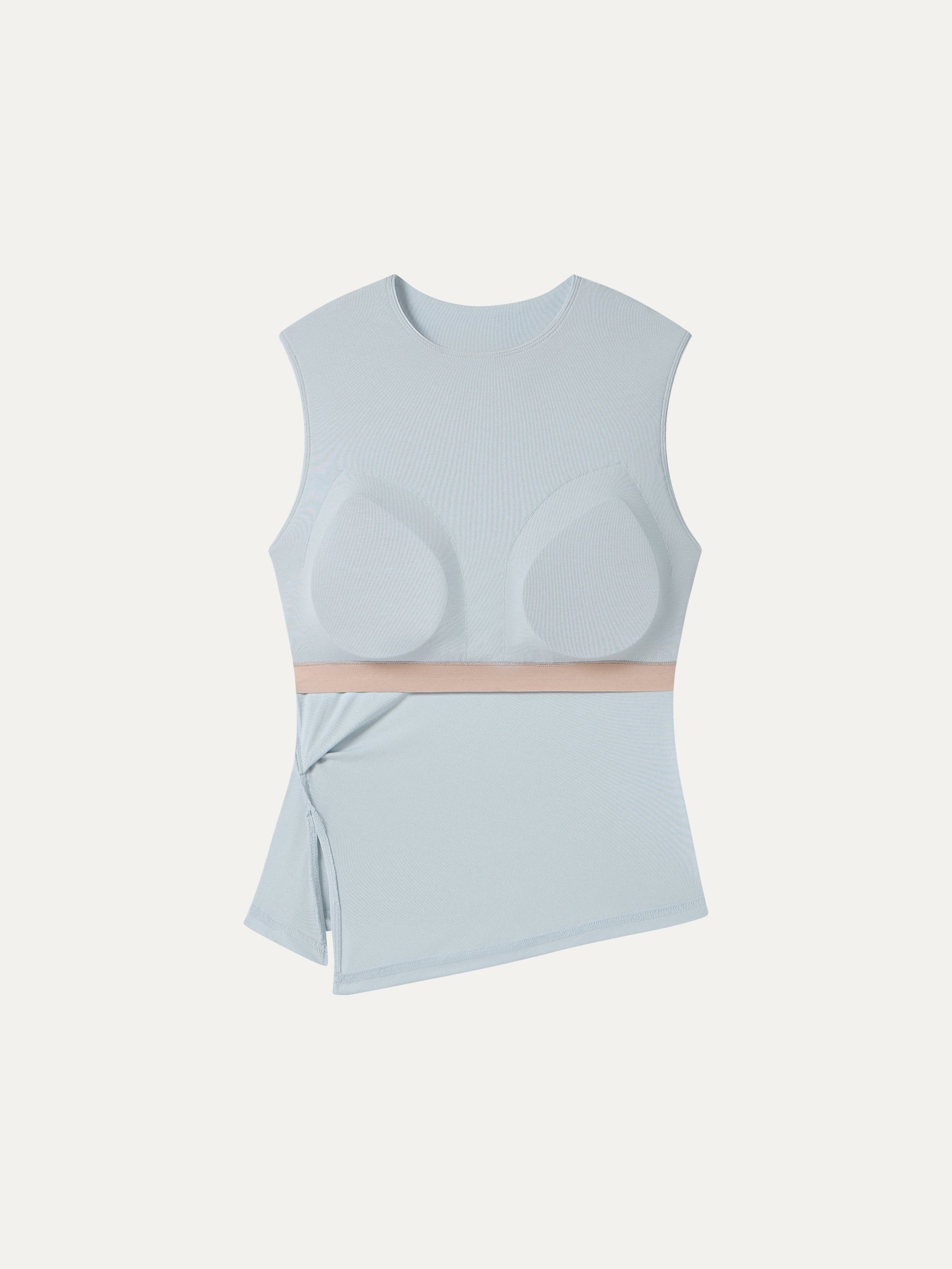 Round Neck Twisted Bra Tank with Slit