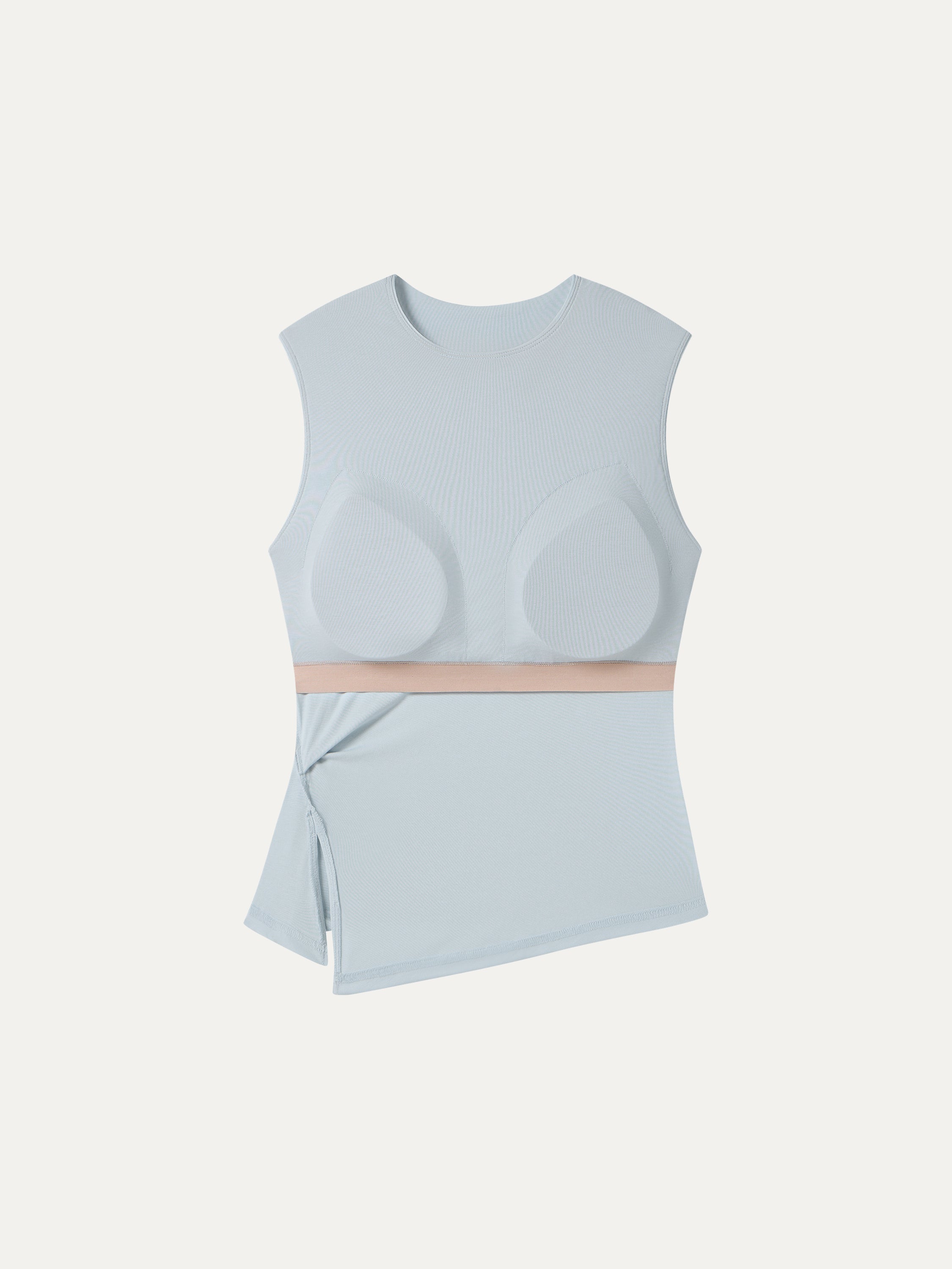 CoolTouch Round Neck Twisted Bra Tank with Slit