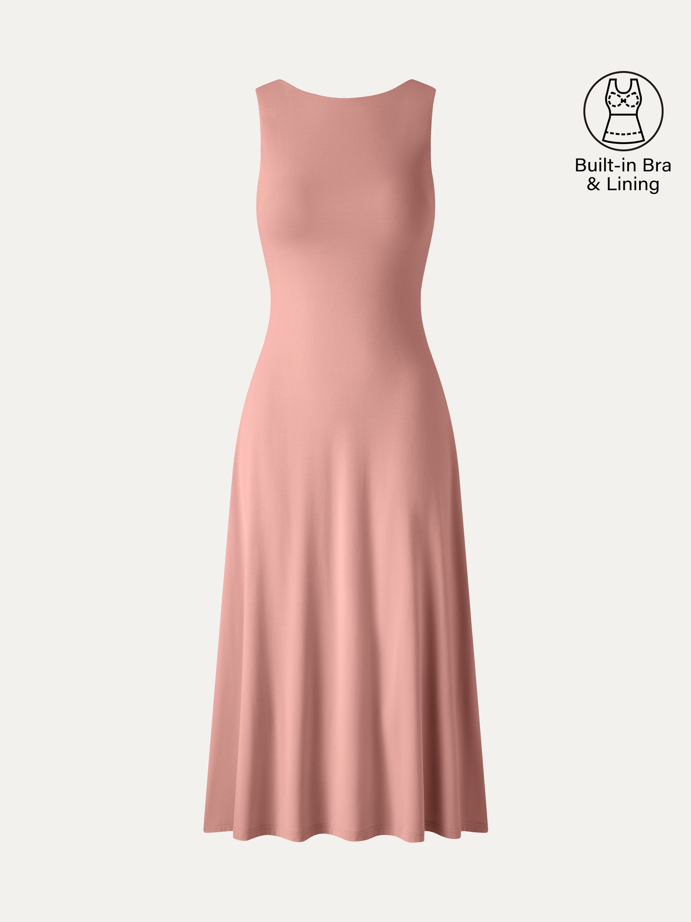 SkinKiss Boatneck Open-Back Flowy Midi Bra Dress