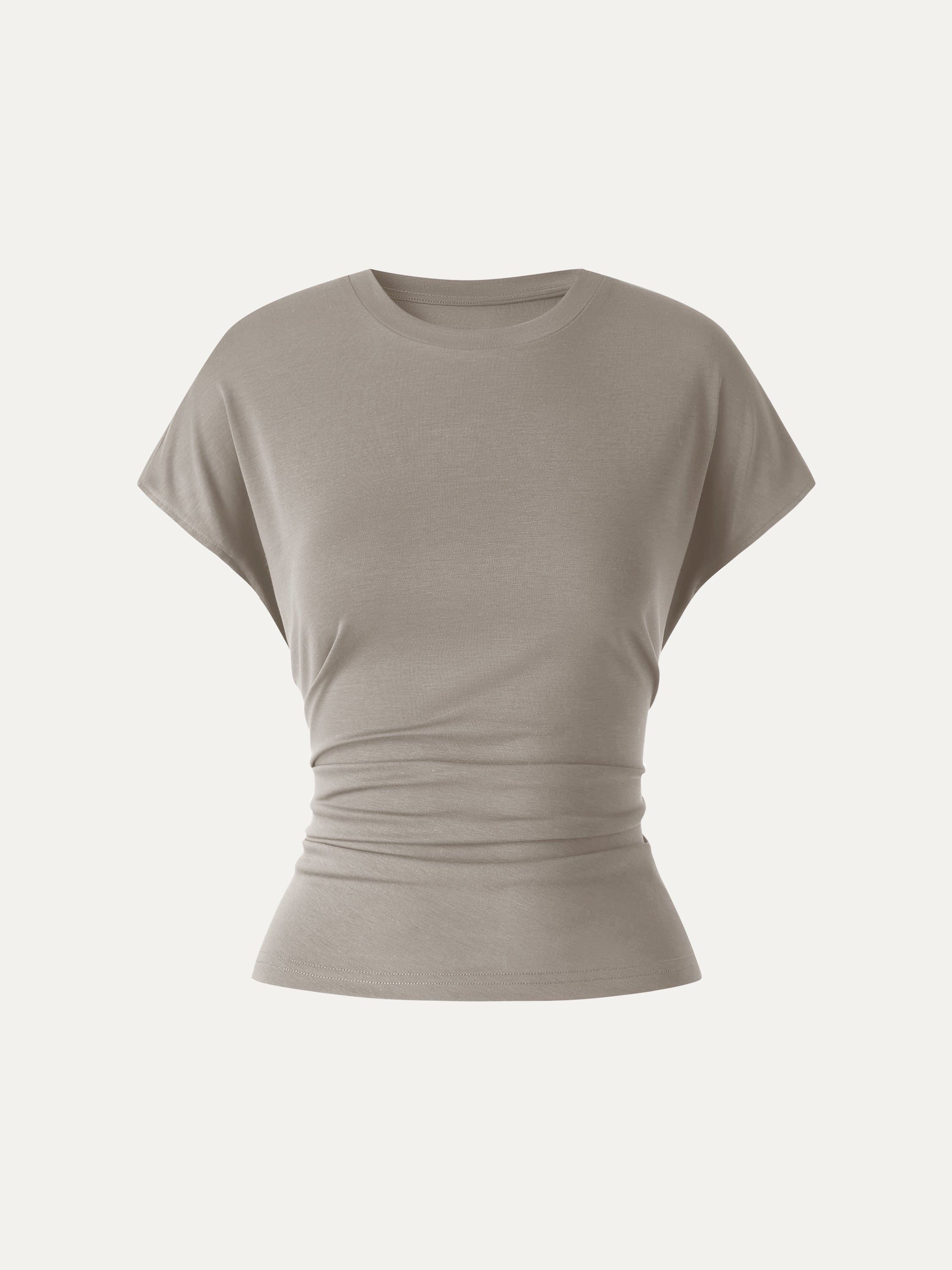 Relaxed Round Neck Tucked Cap Sleeve Tee
