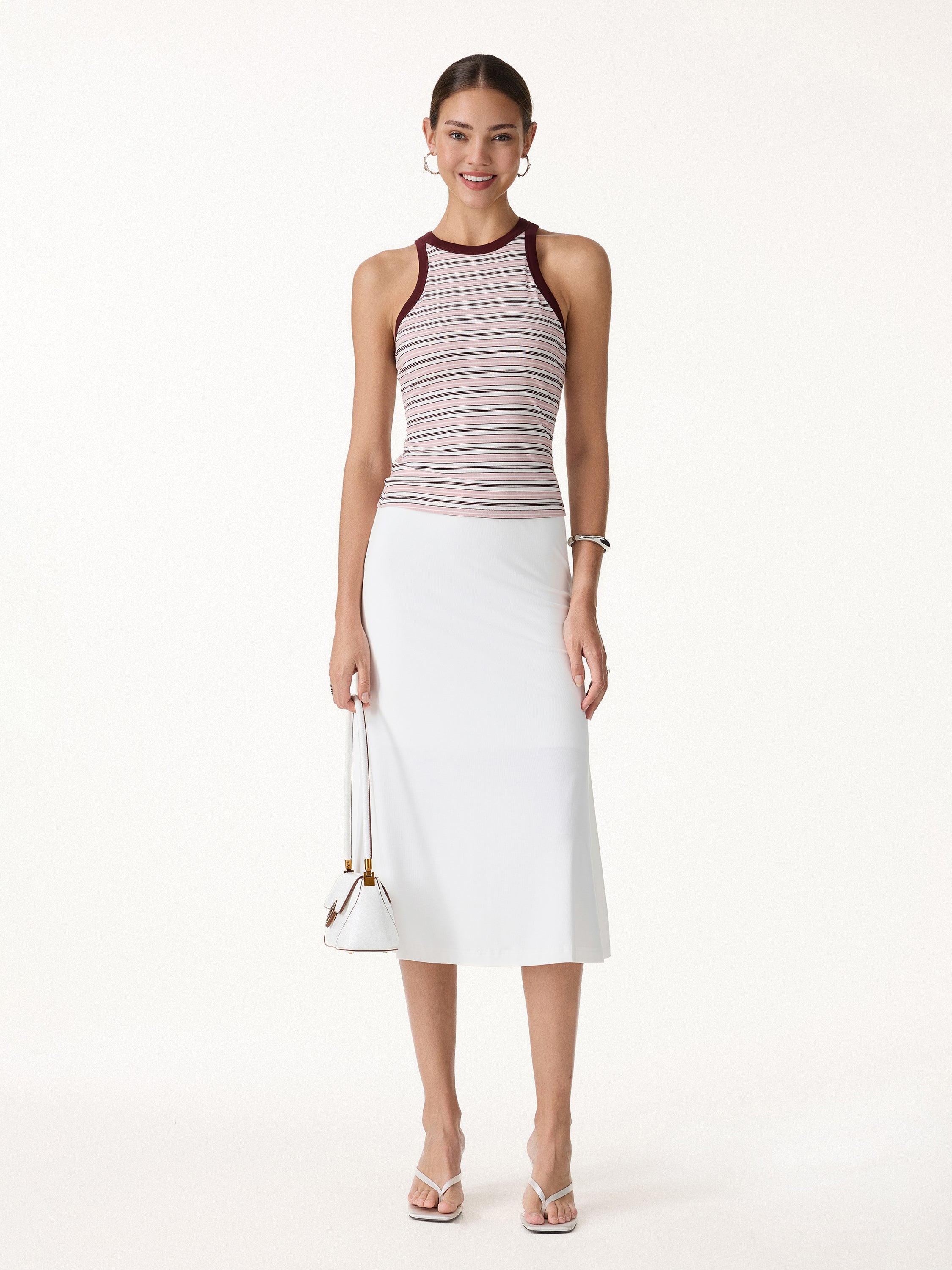 Striped Round Neck Bra Tank
