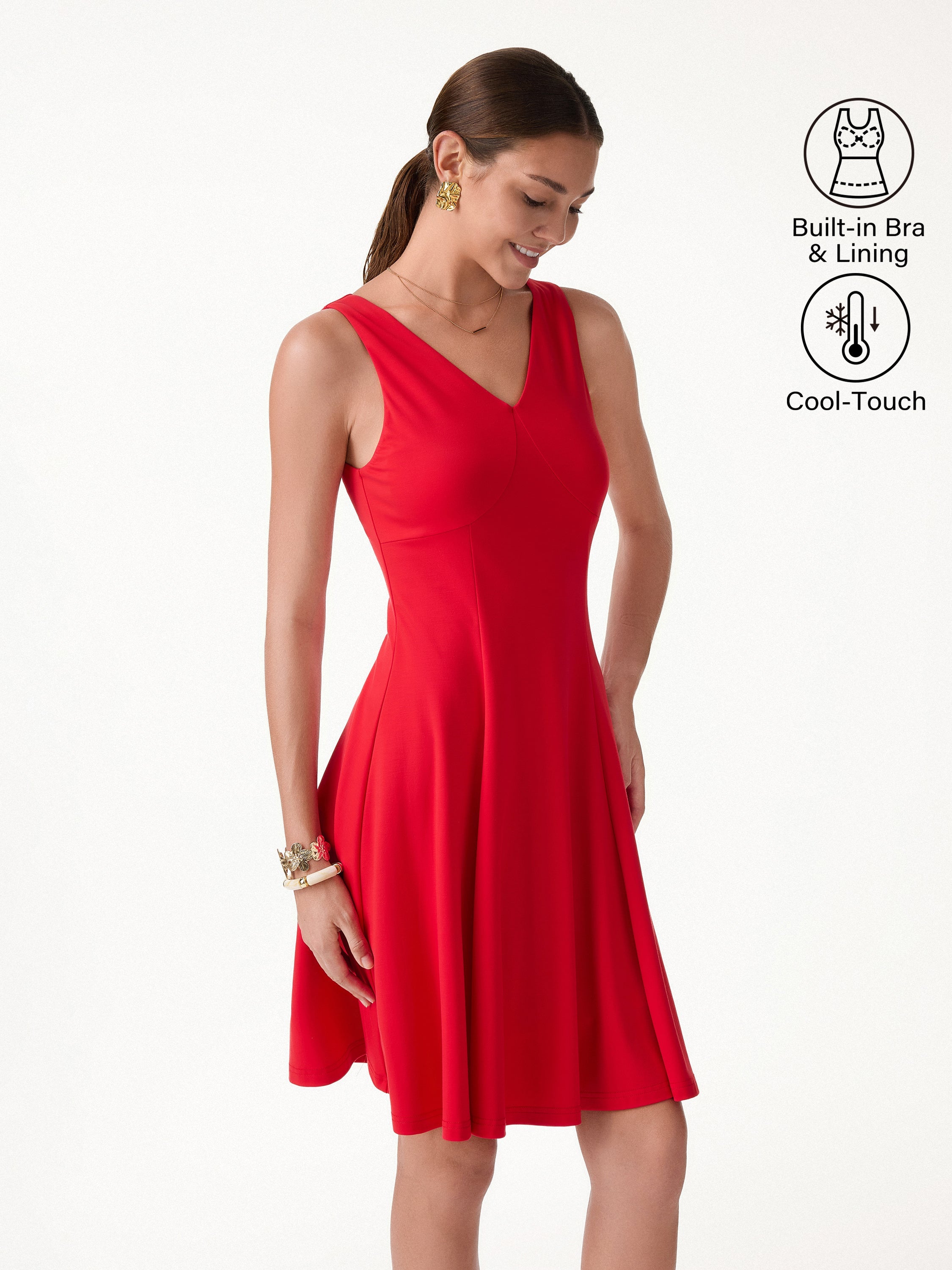 CoolTouch V-Neck Travel Mini Dress with Pockets
