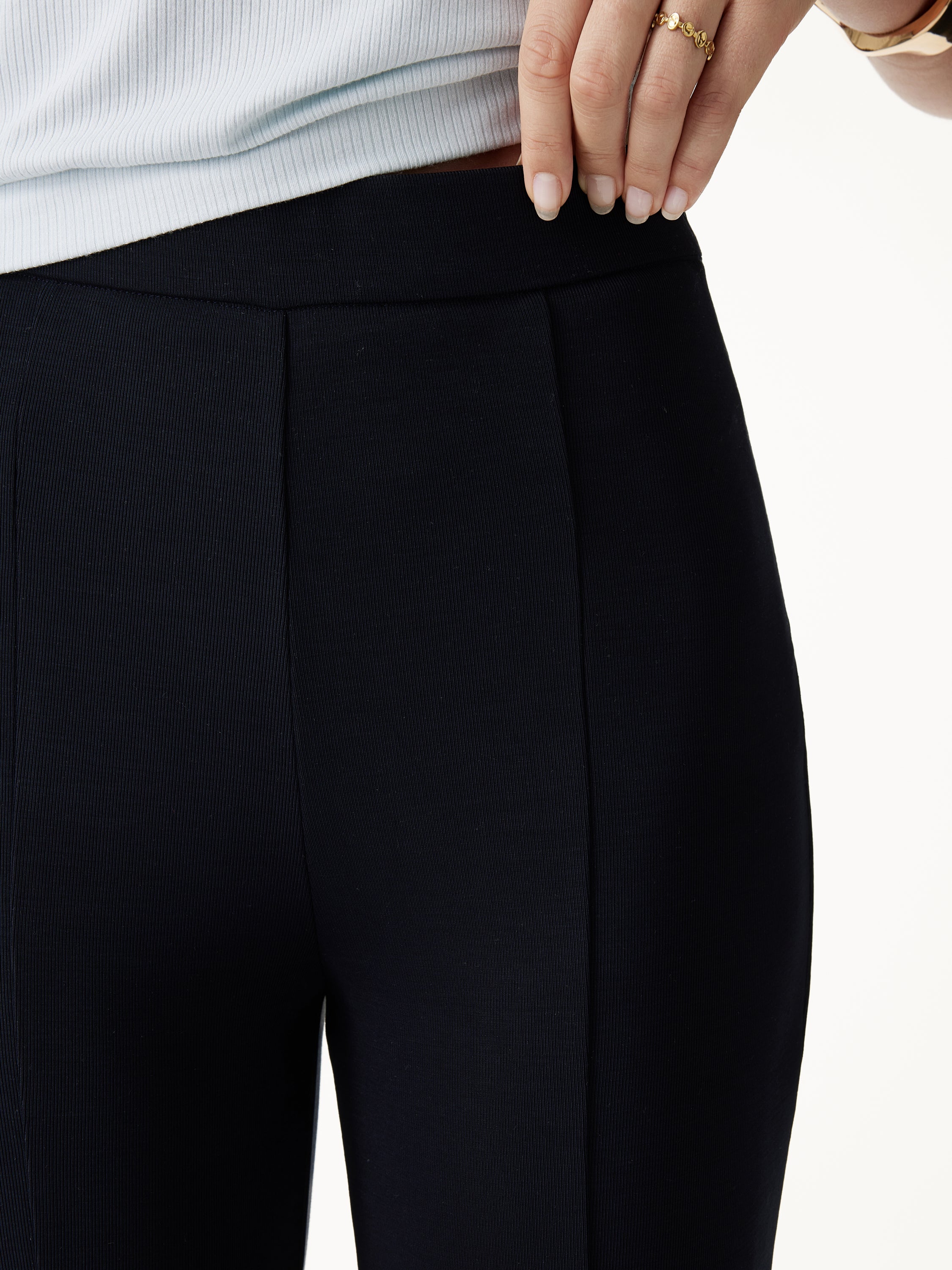 Sandwashed High Rise Cropped Flared Pants with Pockets