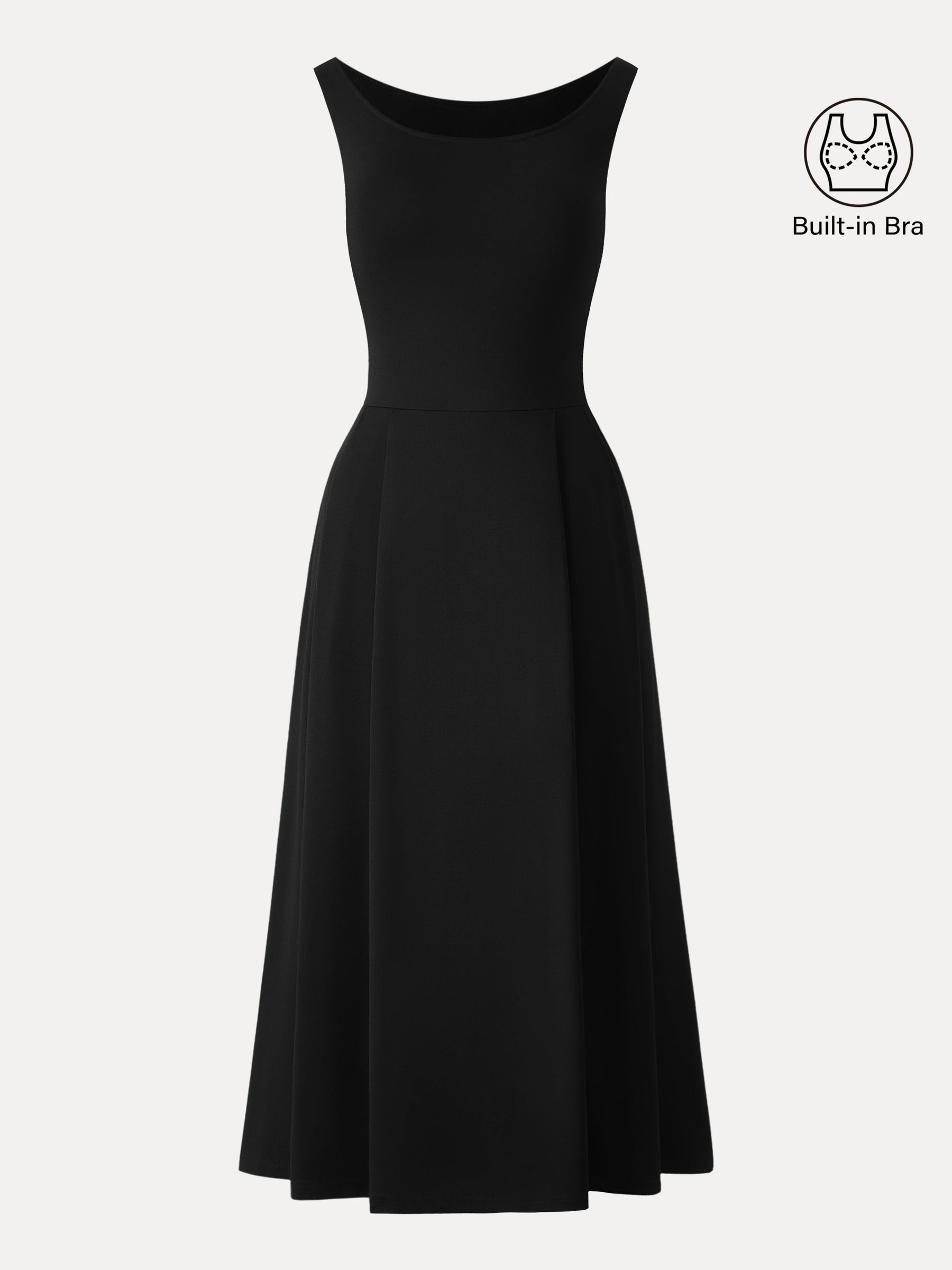 Balletic Scoop Neck Midi Bra Dress with Pockets