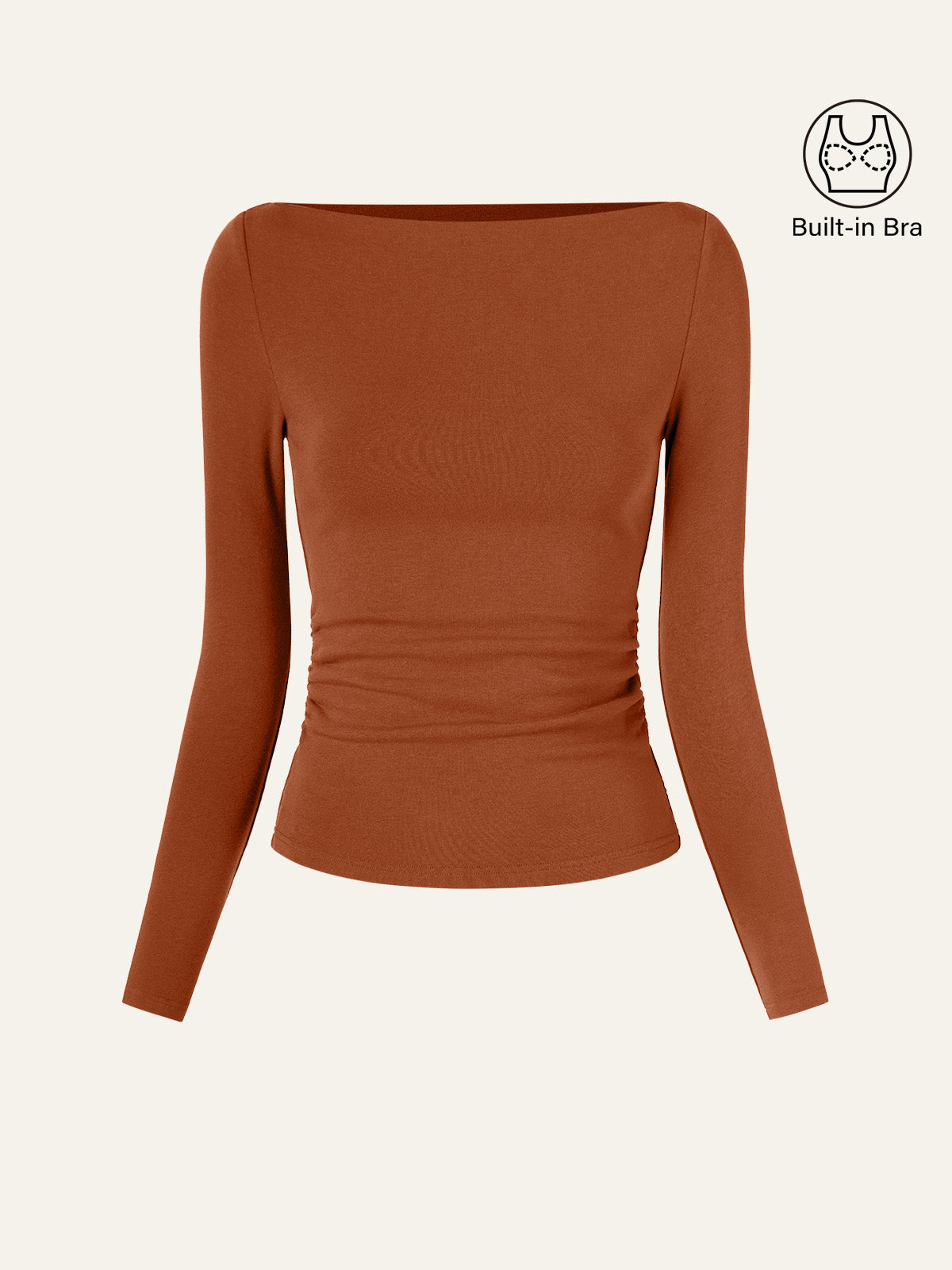 Modern Side Ruched Boatneck Bra Top