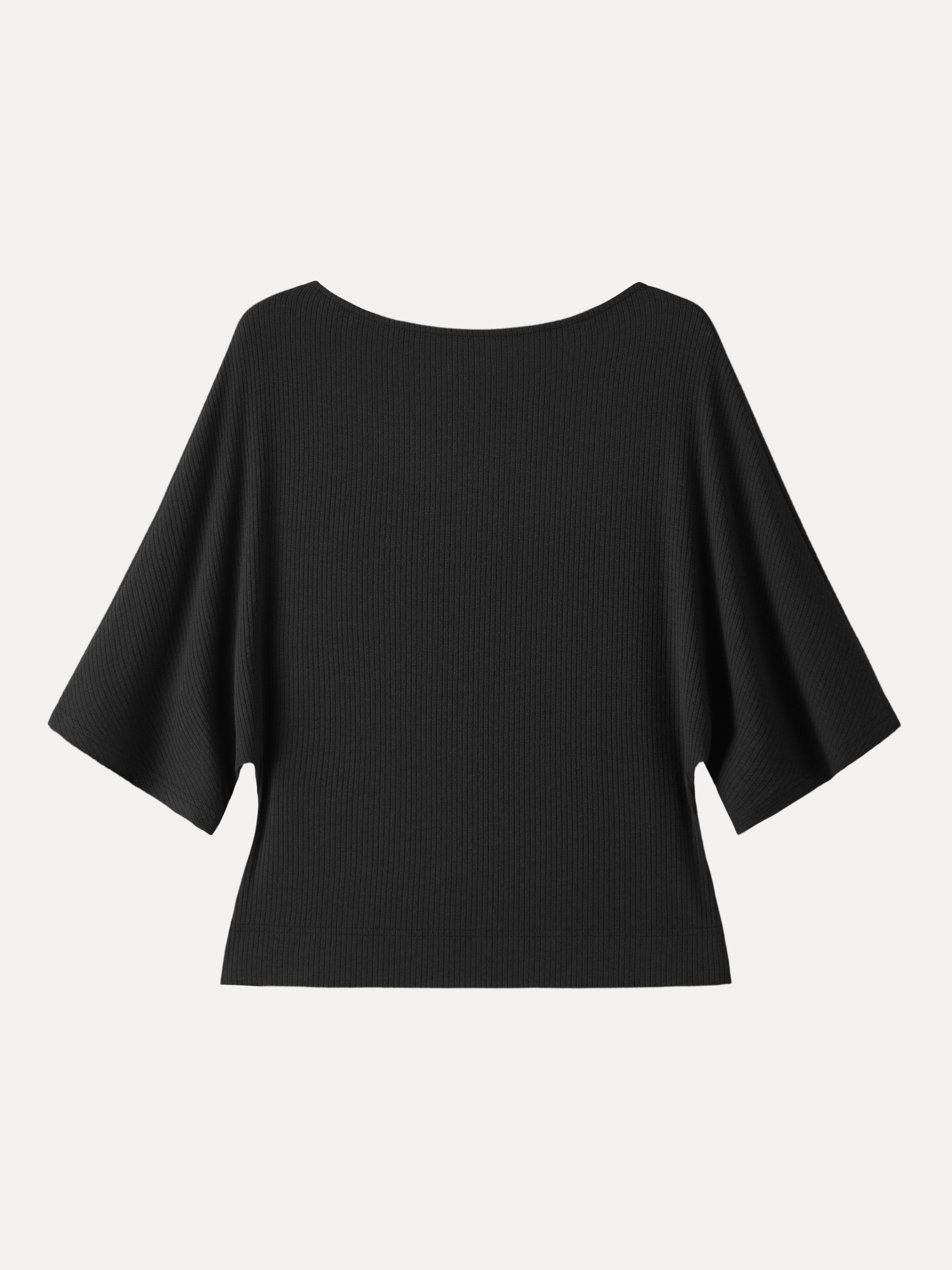 Soft Ribbed Boatneck Relaxed Top