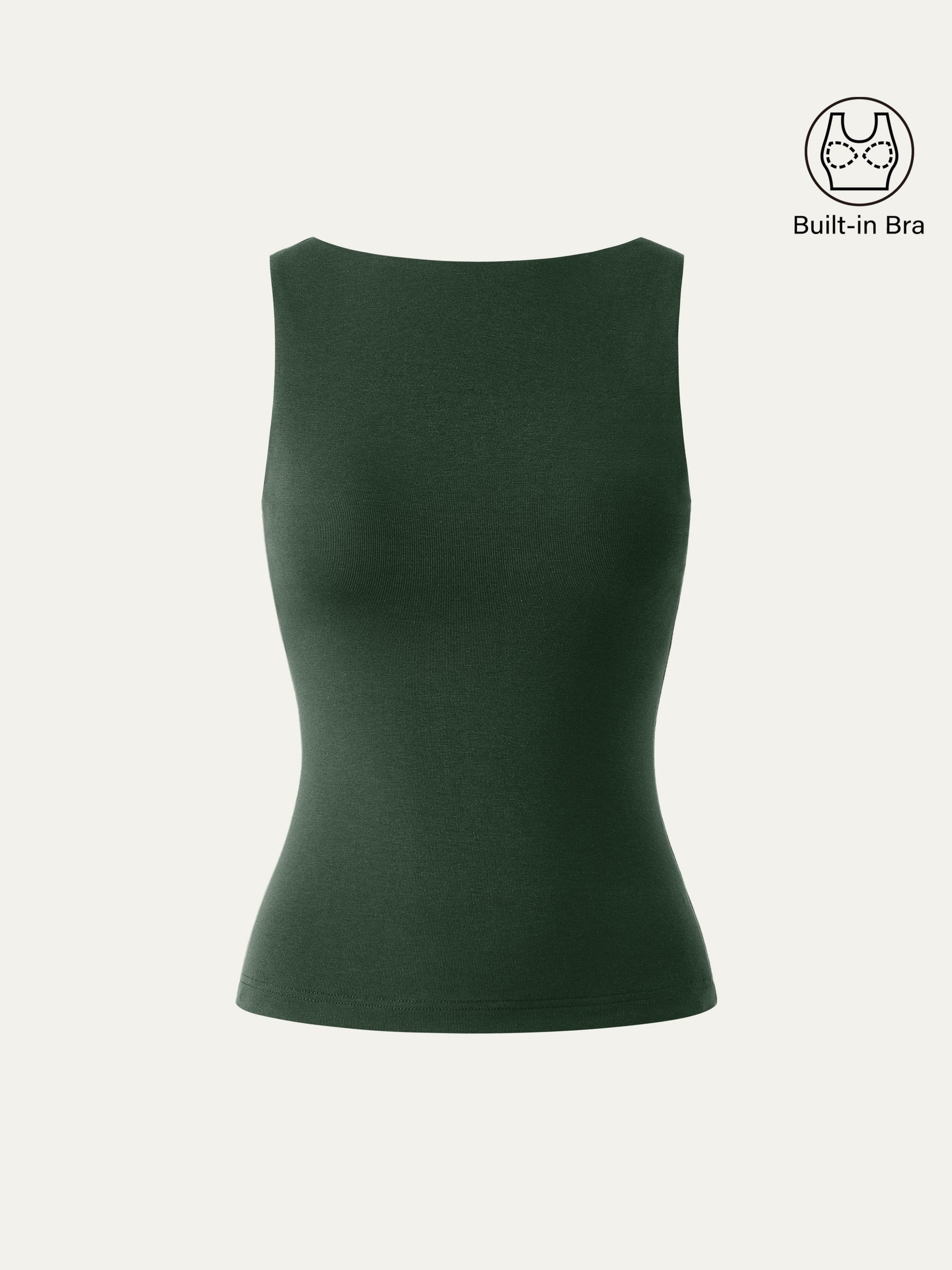 Stretch Cotton Boatneck Bra Tank