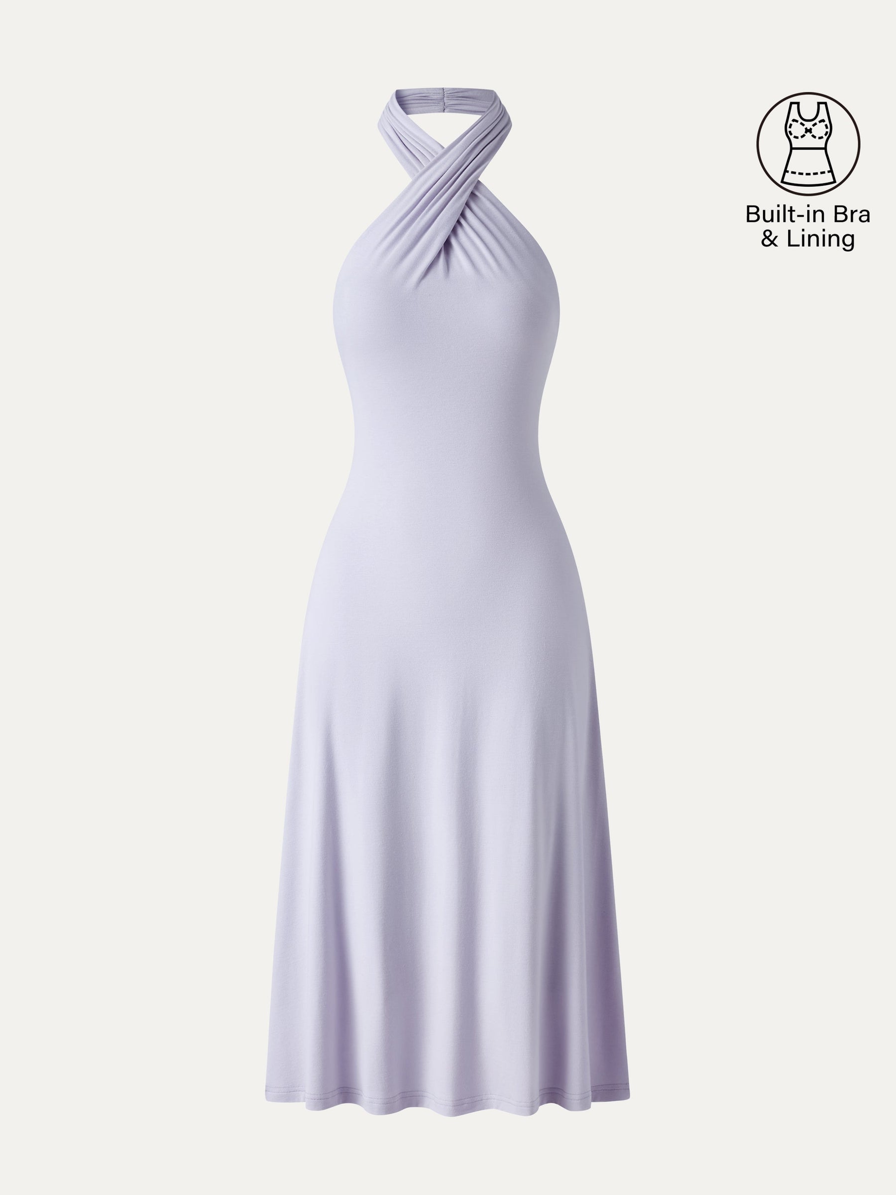CoolTouch Criss-Cross Halter Open-Back Midi Bra Dress
