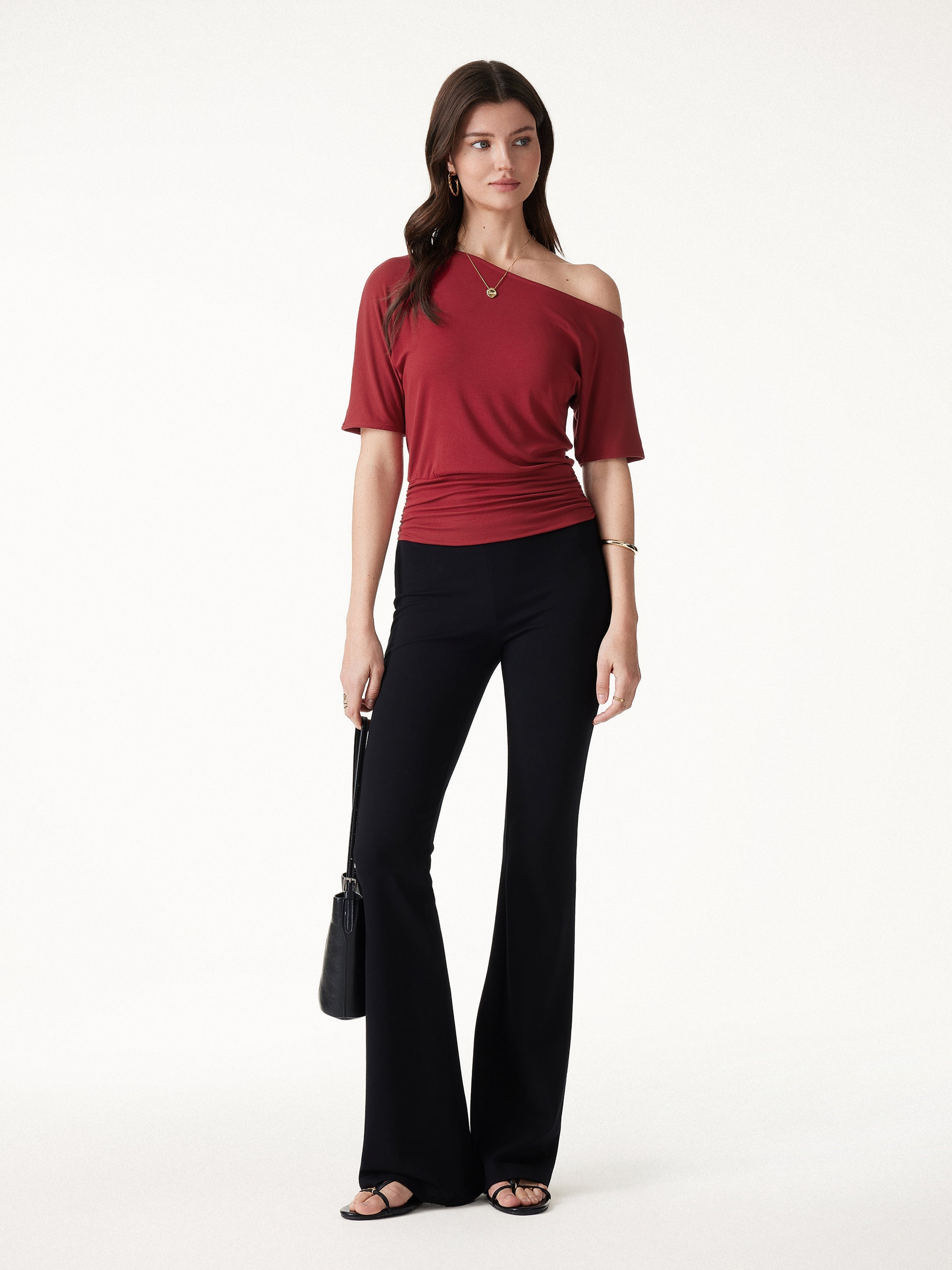 Relaxed Short Sleeve Ruched Top