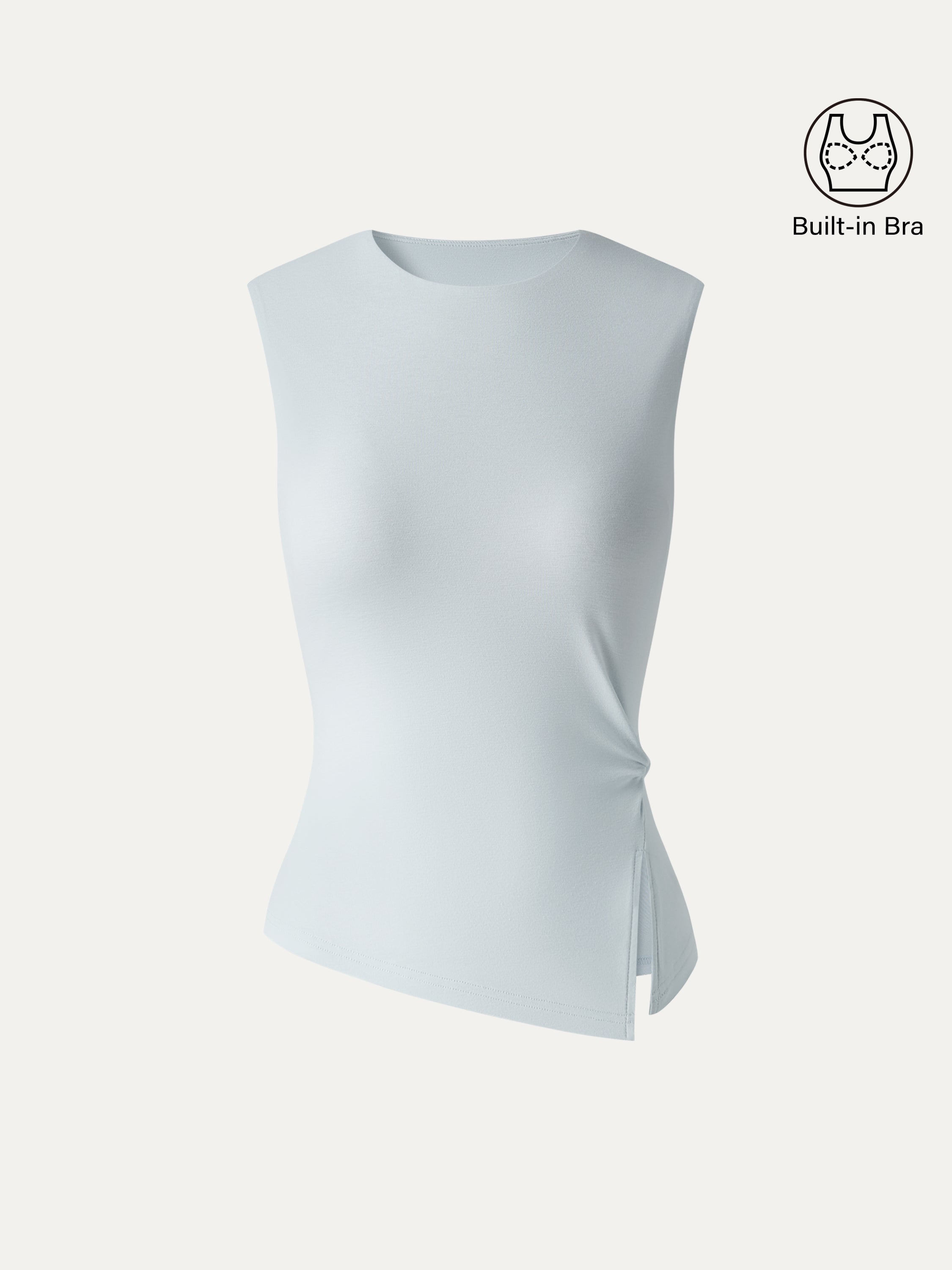 CoolTouch Round Neck Twisted Bra Tank with Slit