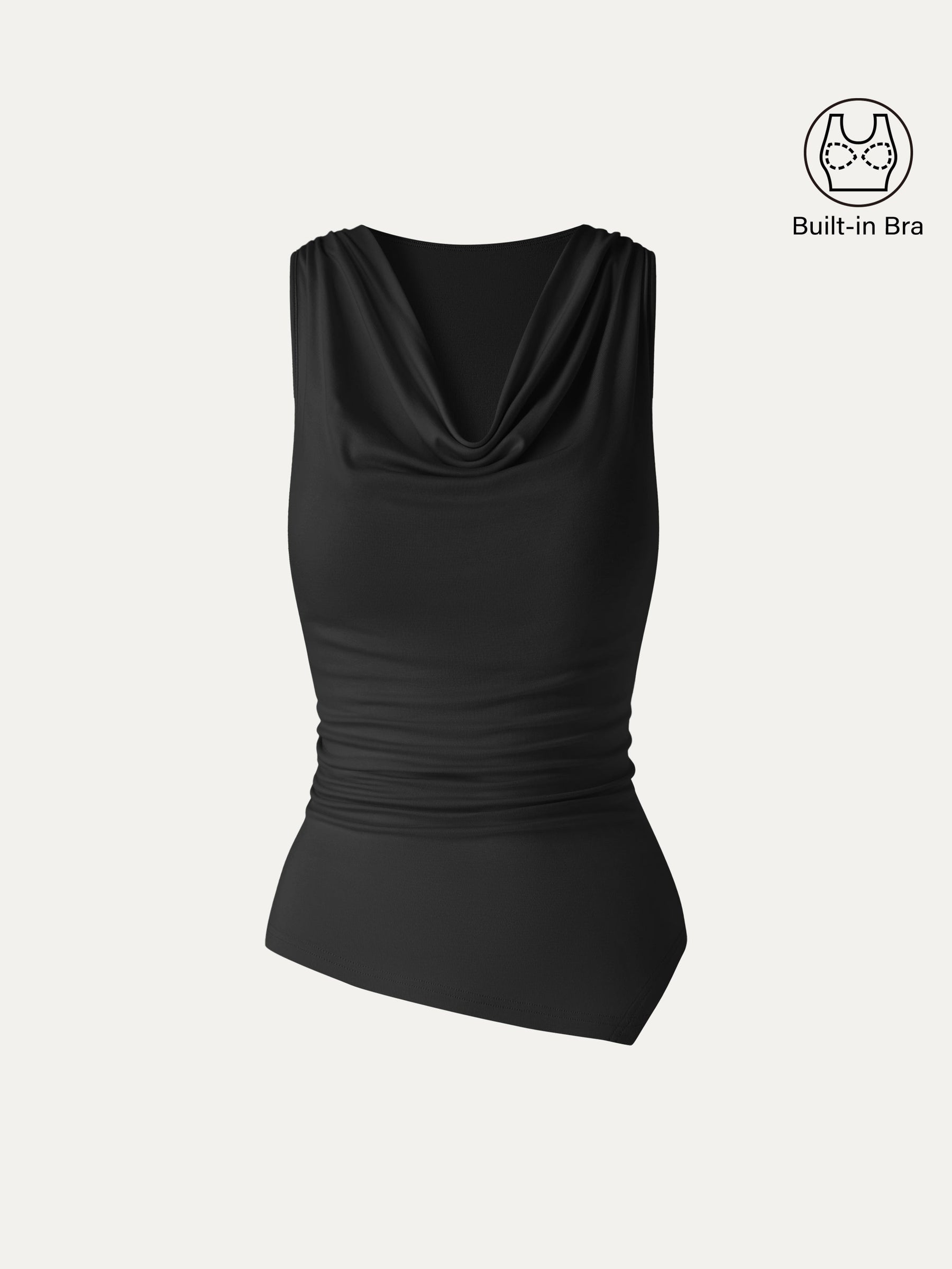 Cowl Neck Asymmetrical Sleeveless Bra Top