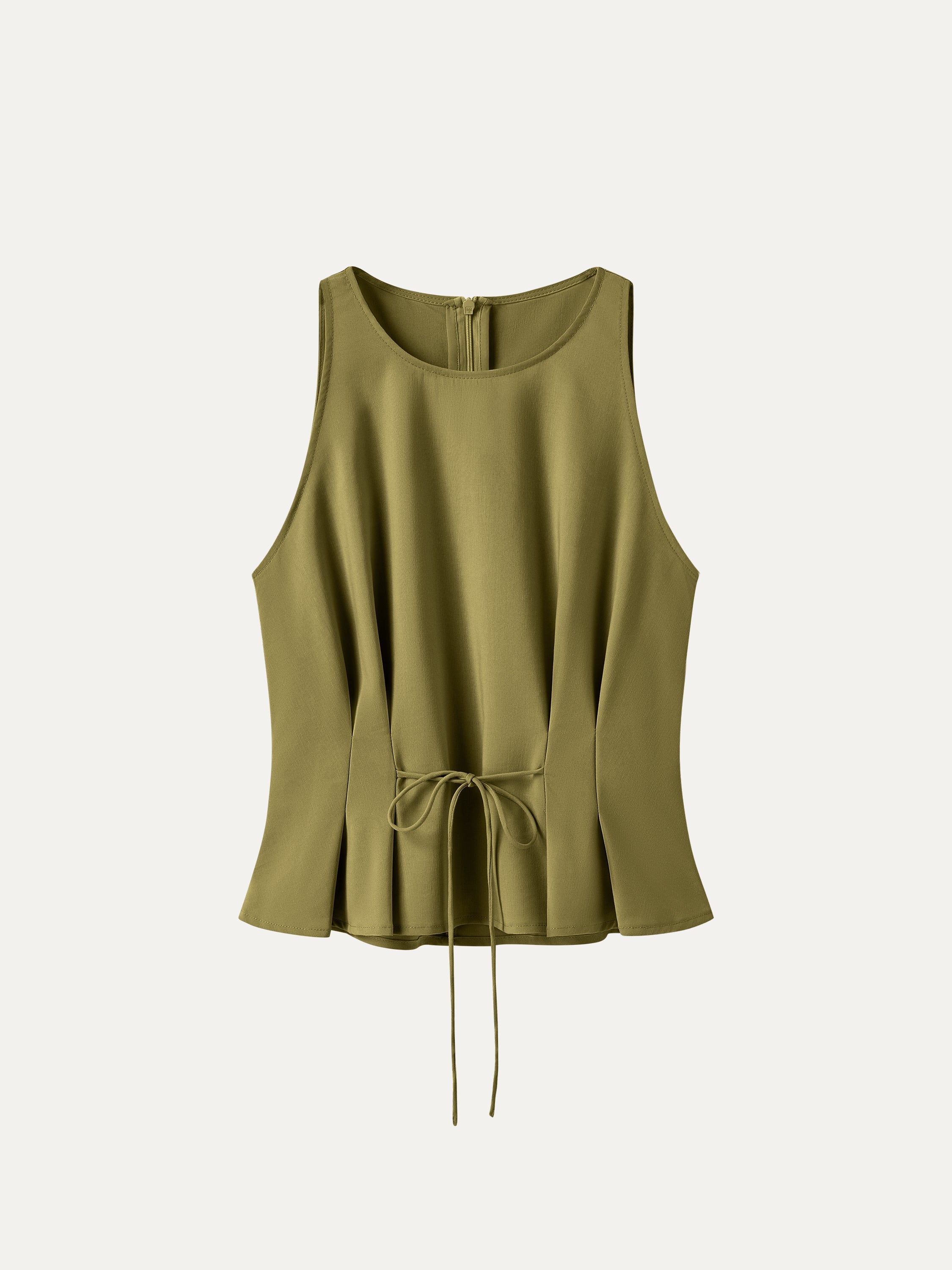 Summer Linen Pleated Self-Tie Top