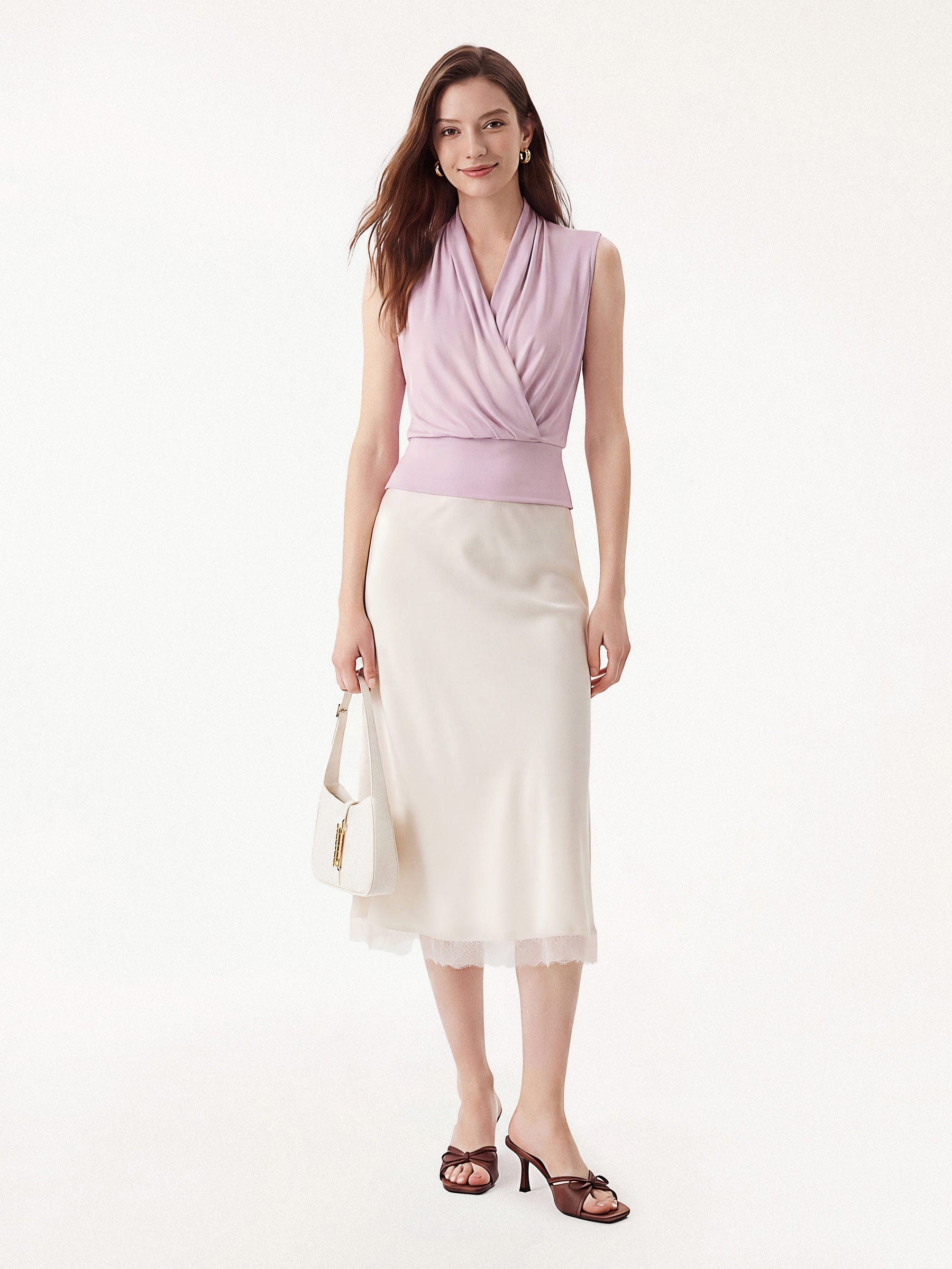 Matte Smooth Smooth Surplice Sleeveless Top