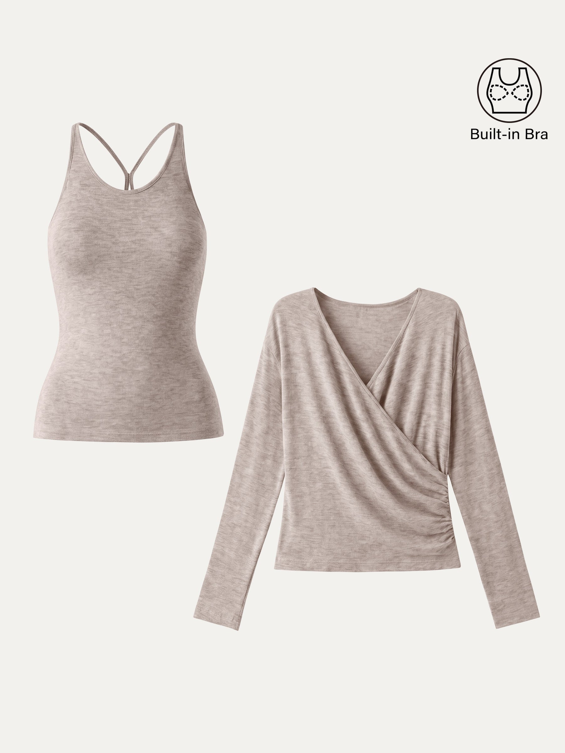 Two-Piece Set Cami with Surplice Ruched Top