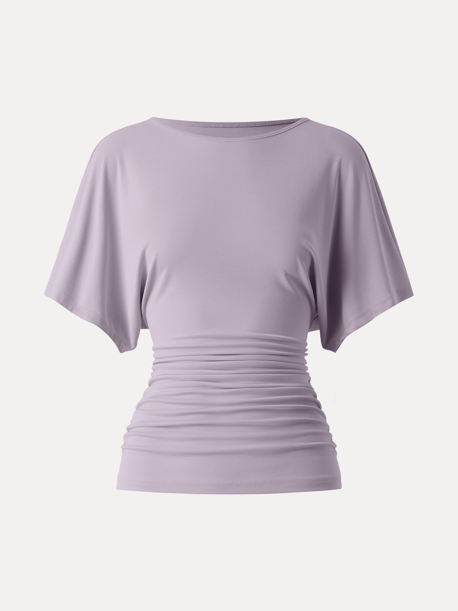 Effortless Boatneck Batwing Sleeve Side Ruched Top