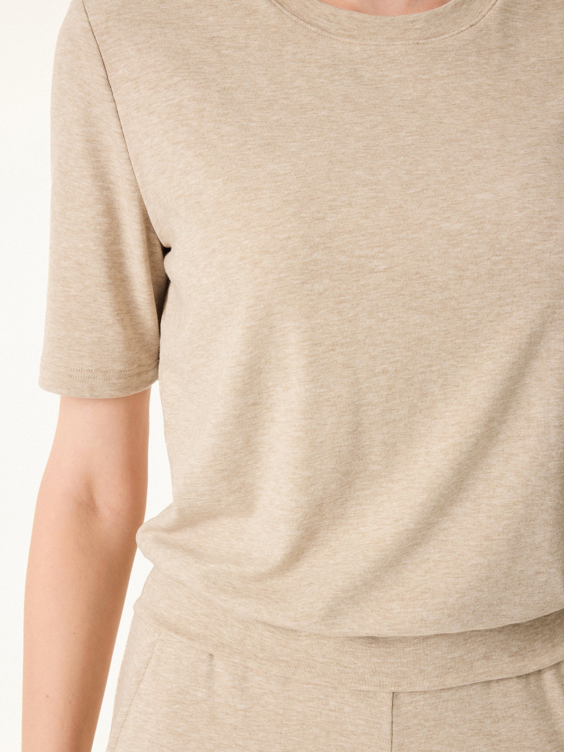 Lyocell Wool Crewneck Bra Top with Banded Hem