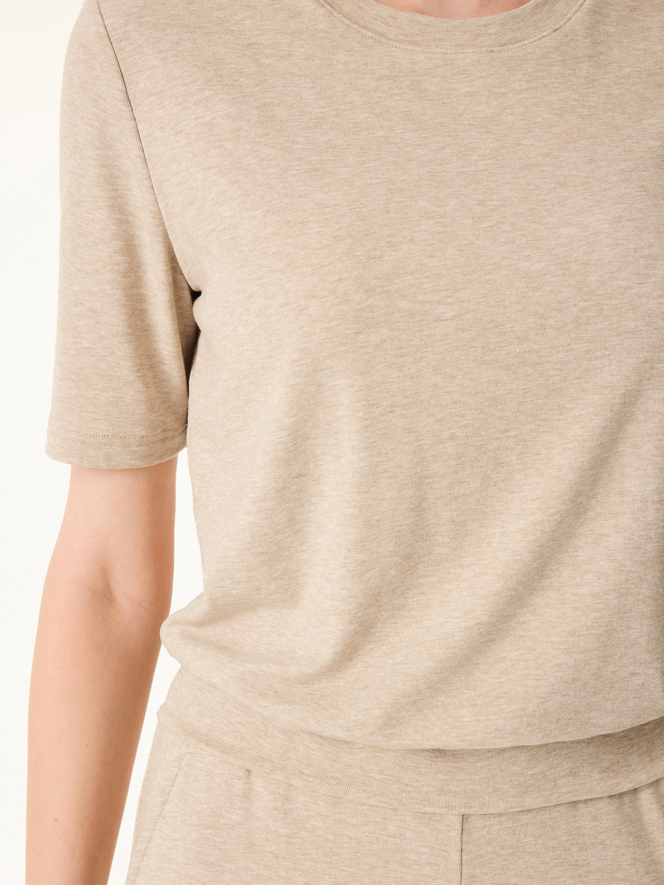 Lyocell Wool Crewneck Bra Top with Banded Hem