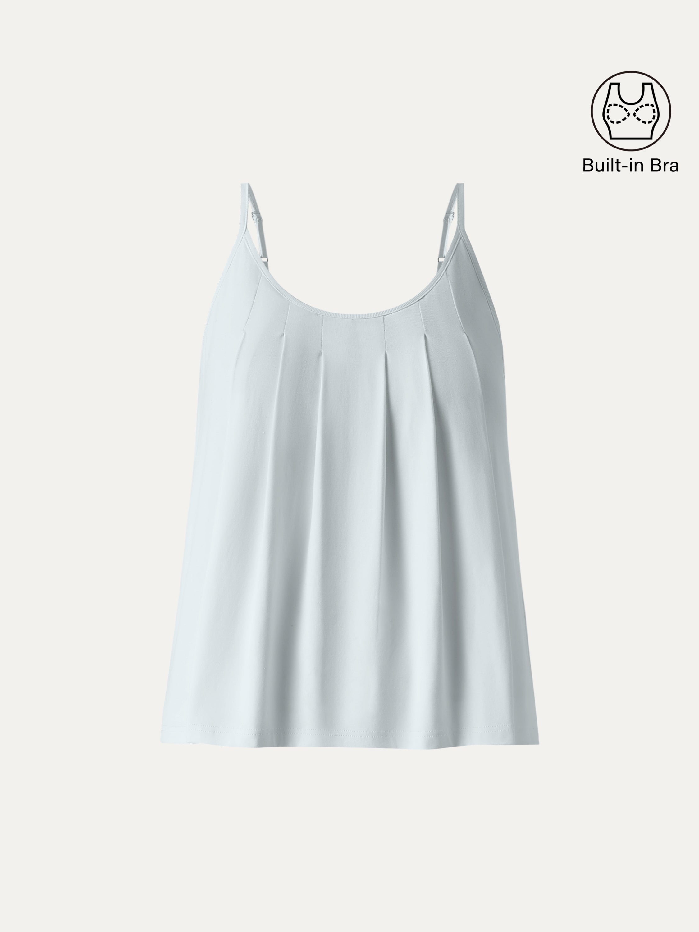U-Neck Pleated Spaghetti Bra Tank