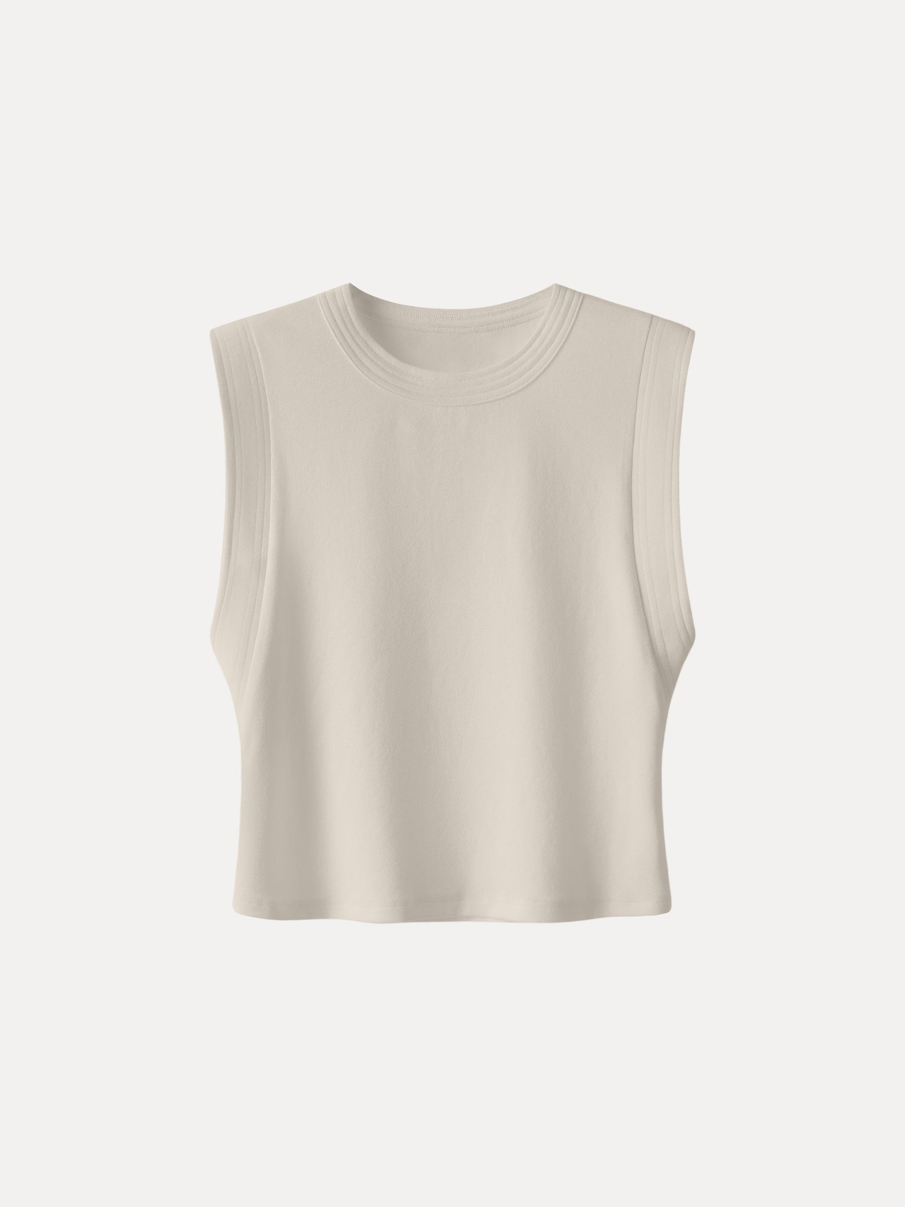 Soft Cotton Lyocell Cropped Wide Shoulder Tank