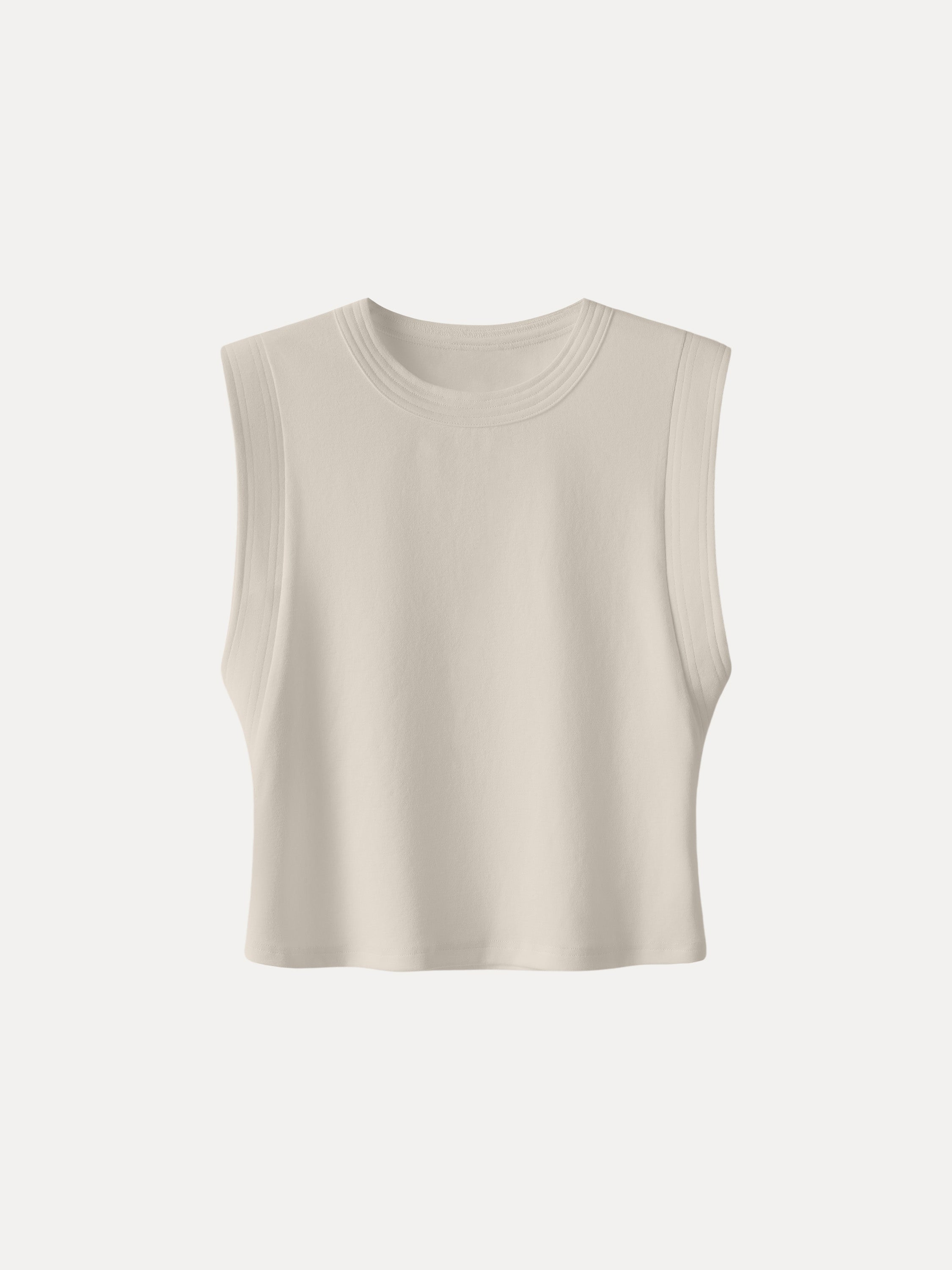 Soft Cotton Lyocell Cropped Wide Shoulder Tank