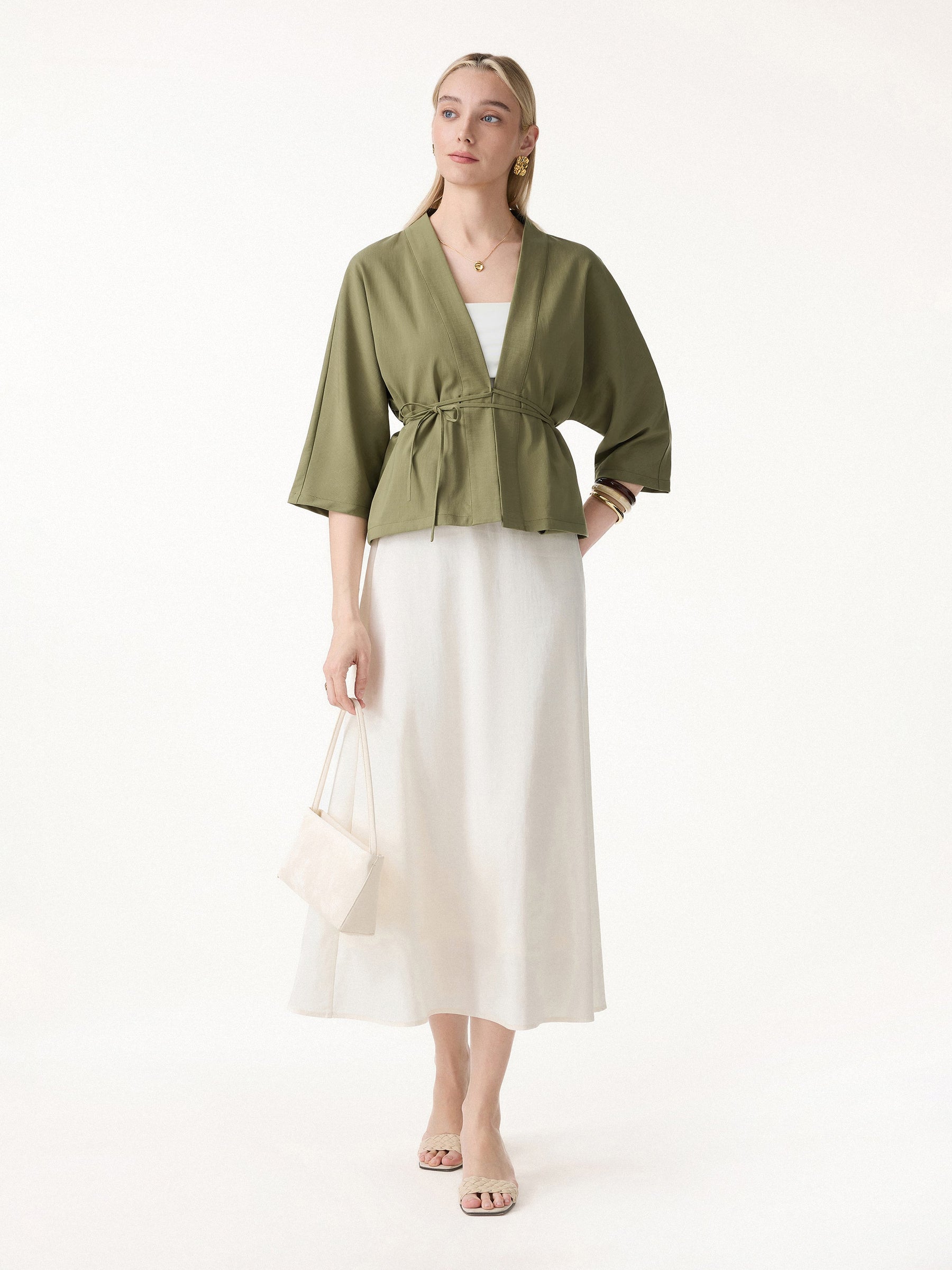 Lyocell-Linen 3/4 Sleeve Cardigan