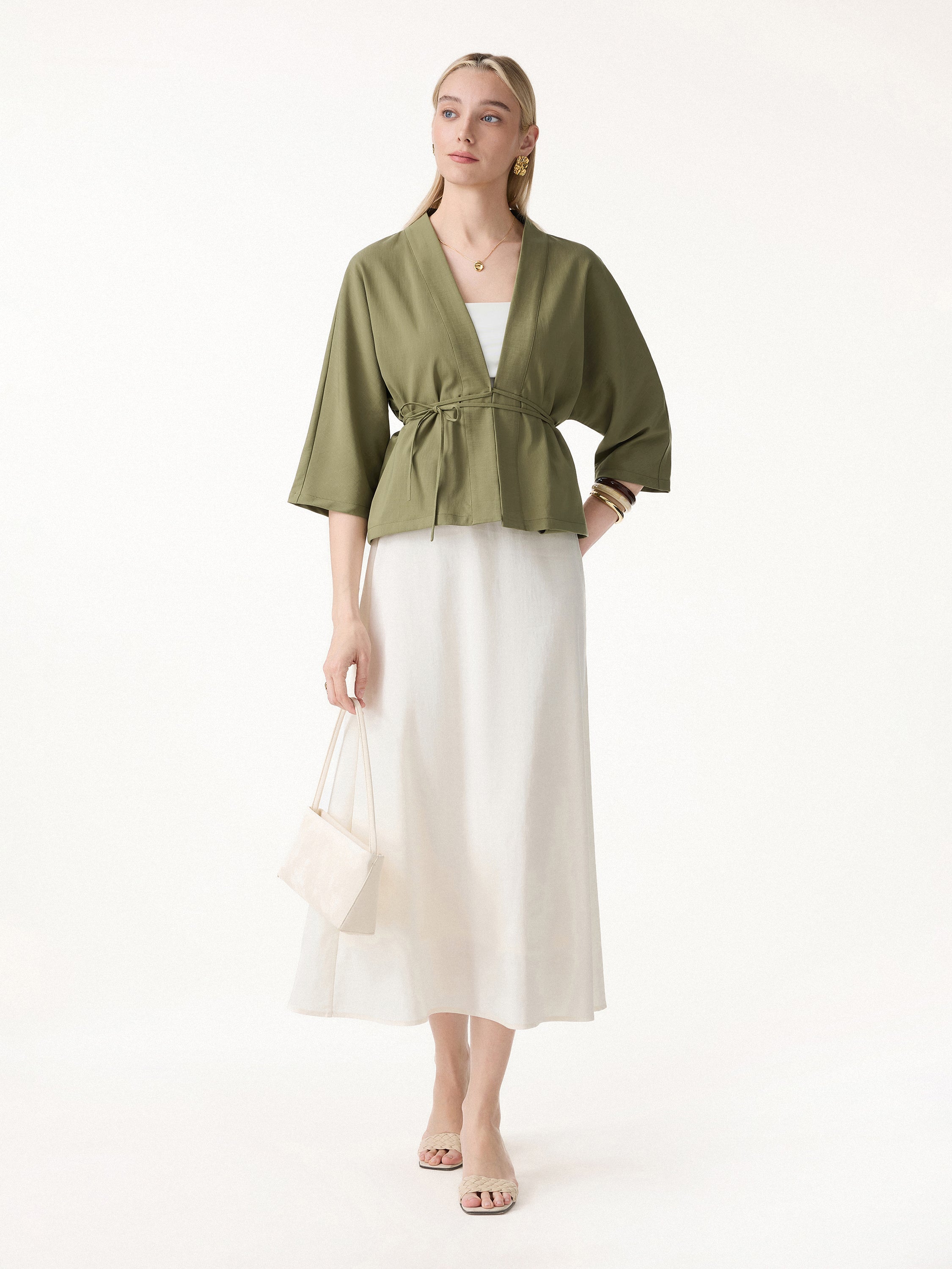 Lyocell-Linen 3/4 Sleeve Cardigan
