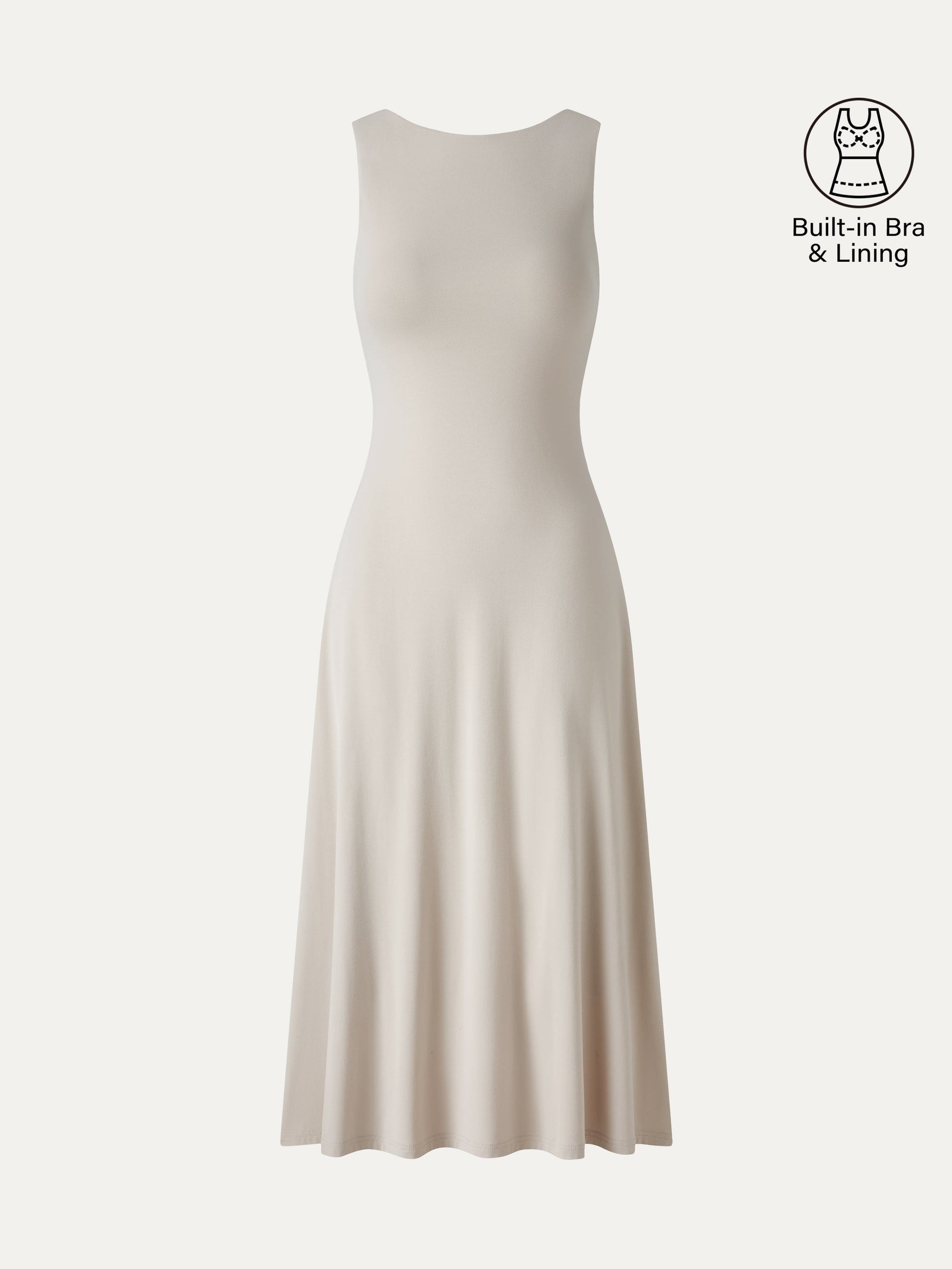 SkinKiss Boatneck Open-Back Flowy Midi Bra Dress