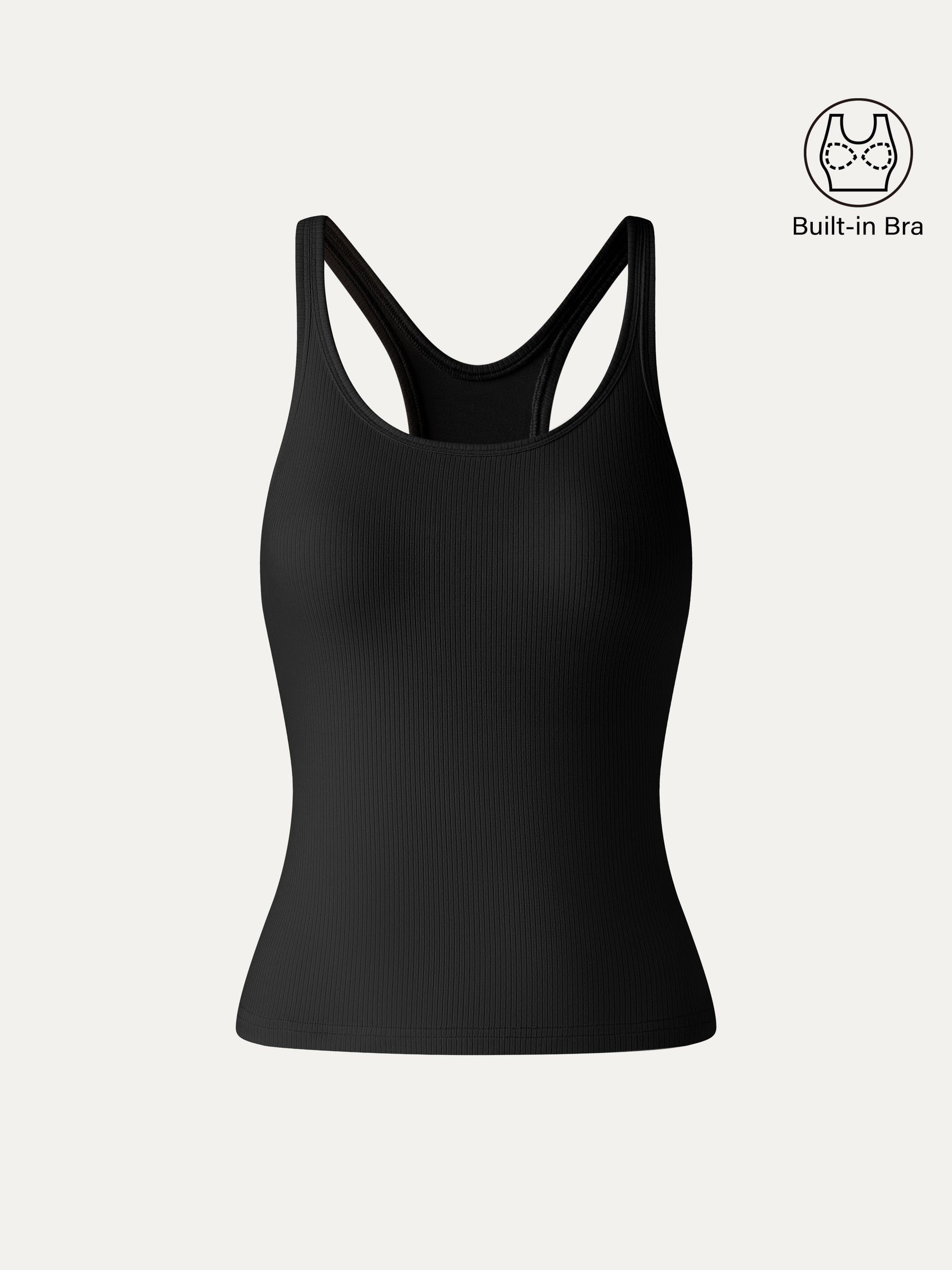 Cool-Touch Ribbed Scoop Neck Racer Back Bra Tank