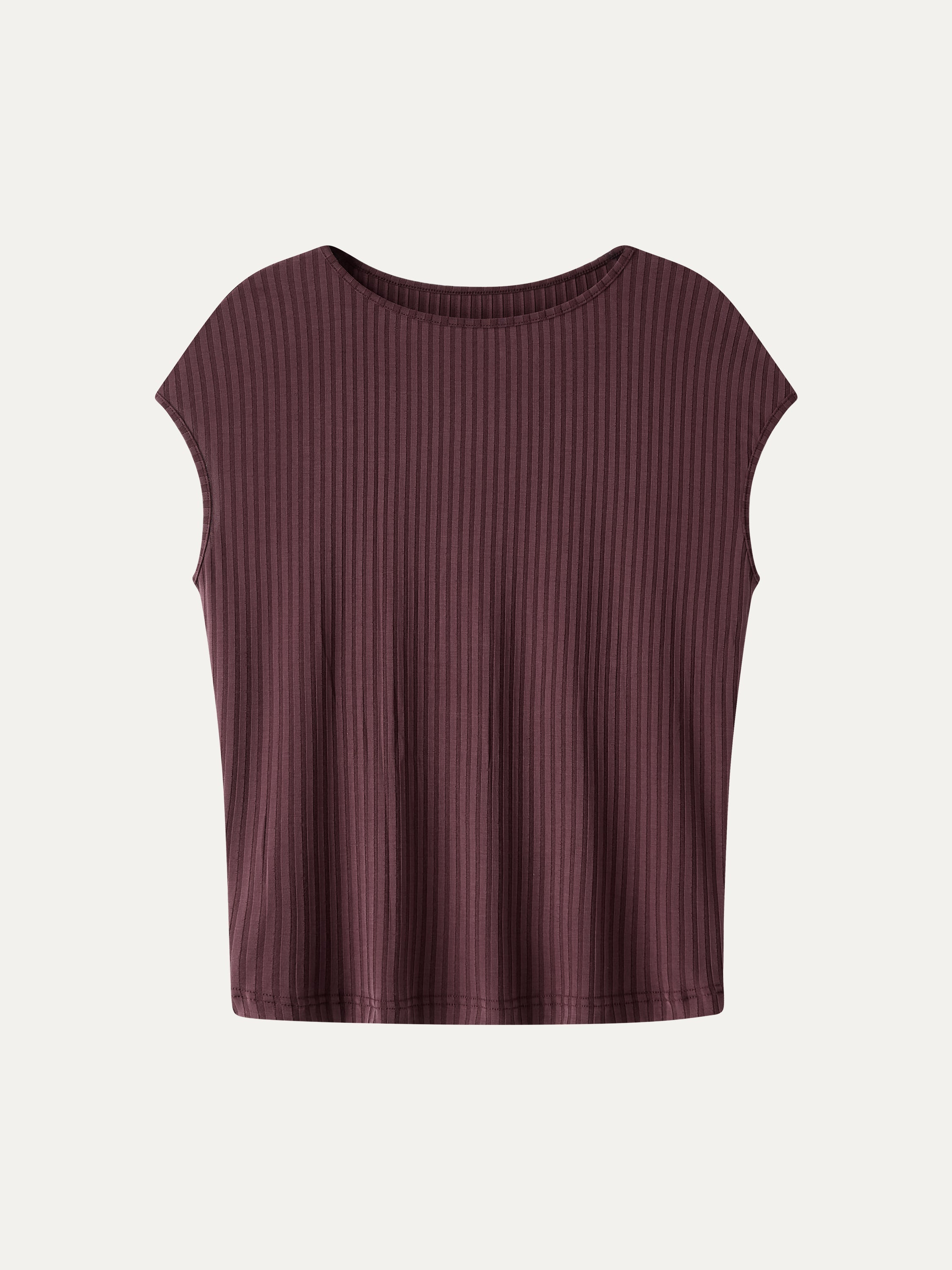 Wrinkle-Free Ultra-soft Boatneck Cap Sleeve Ribbed Top