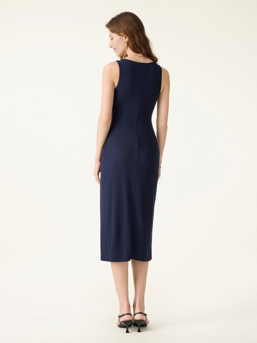 Back Smoothing Bandless Square Neck Midi Bra Dress