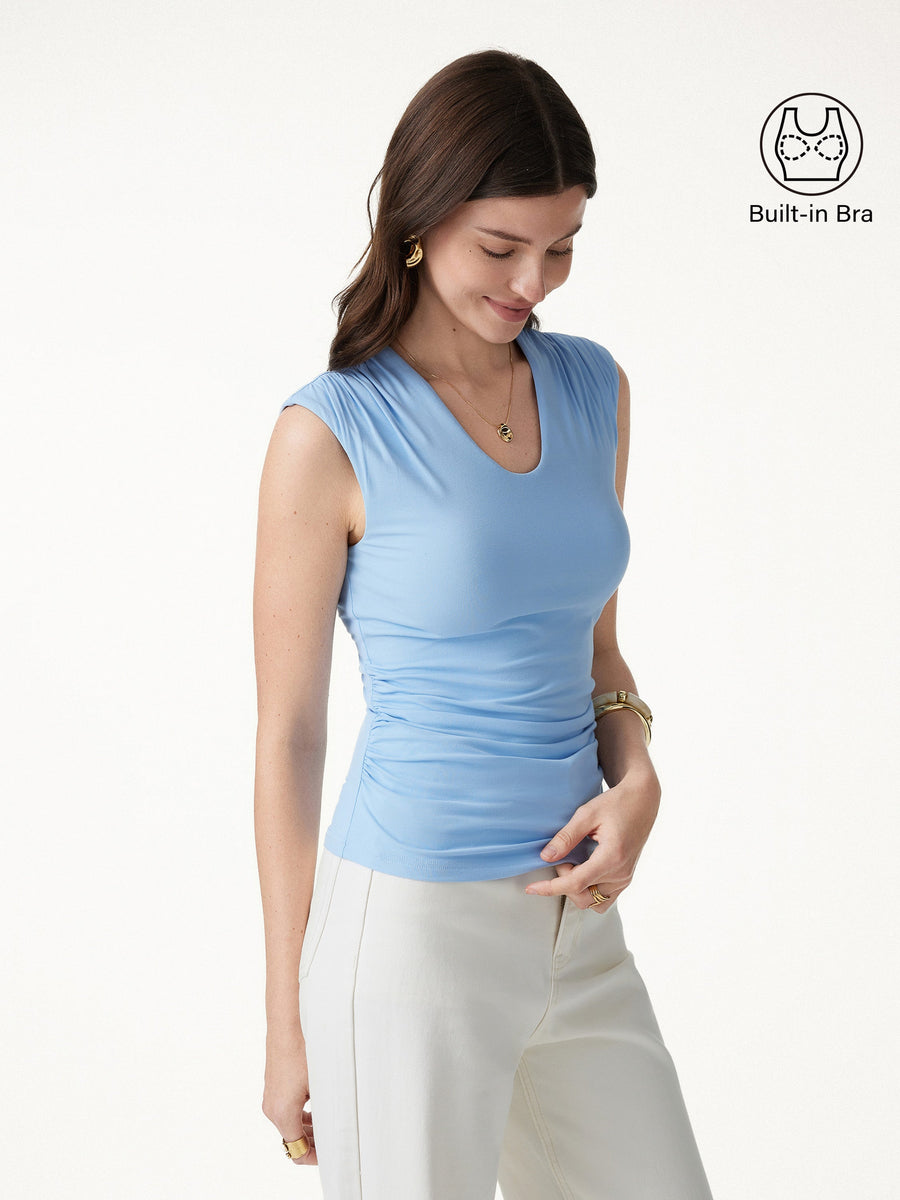 SkinKiss Scoop Neck Gathered Bra Top