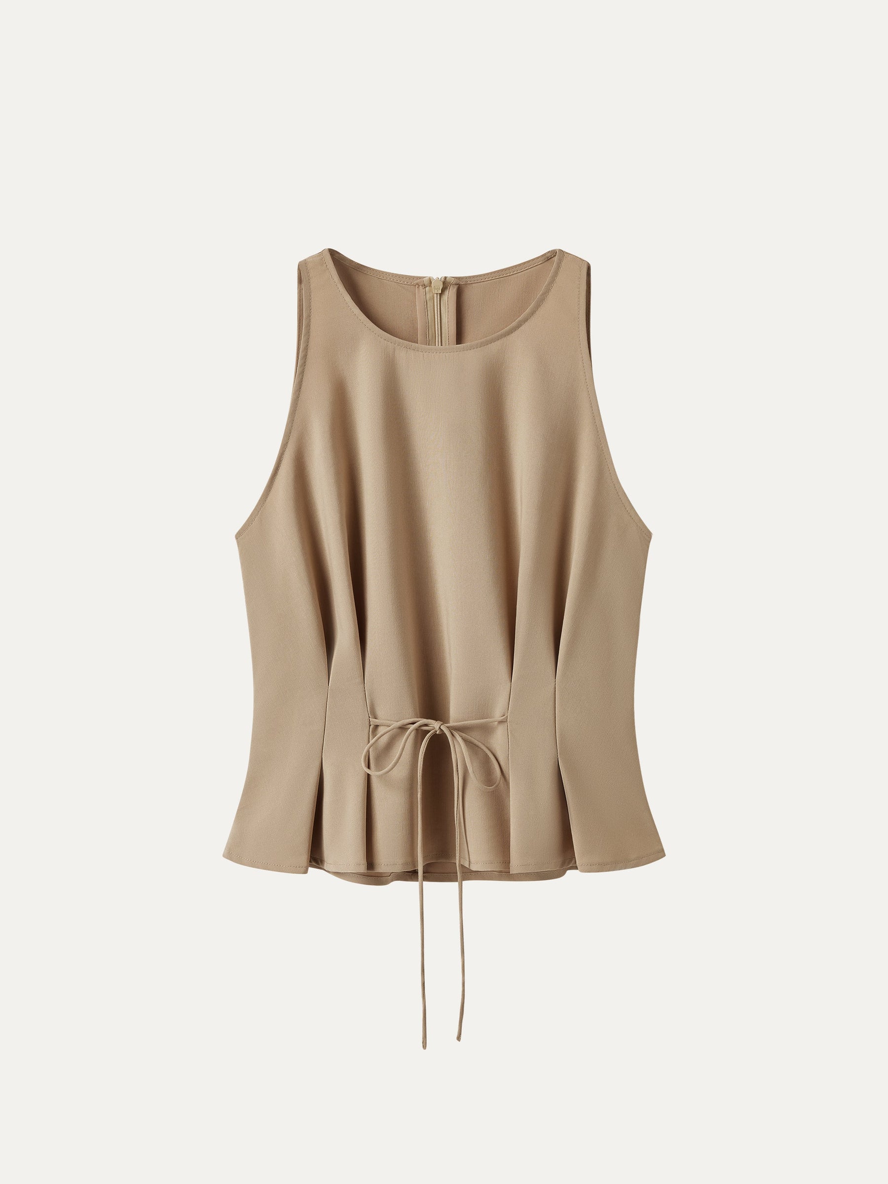 Summer Linen Pleated Self-Tie Top