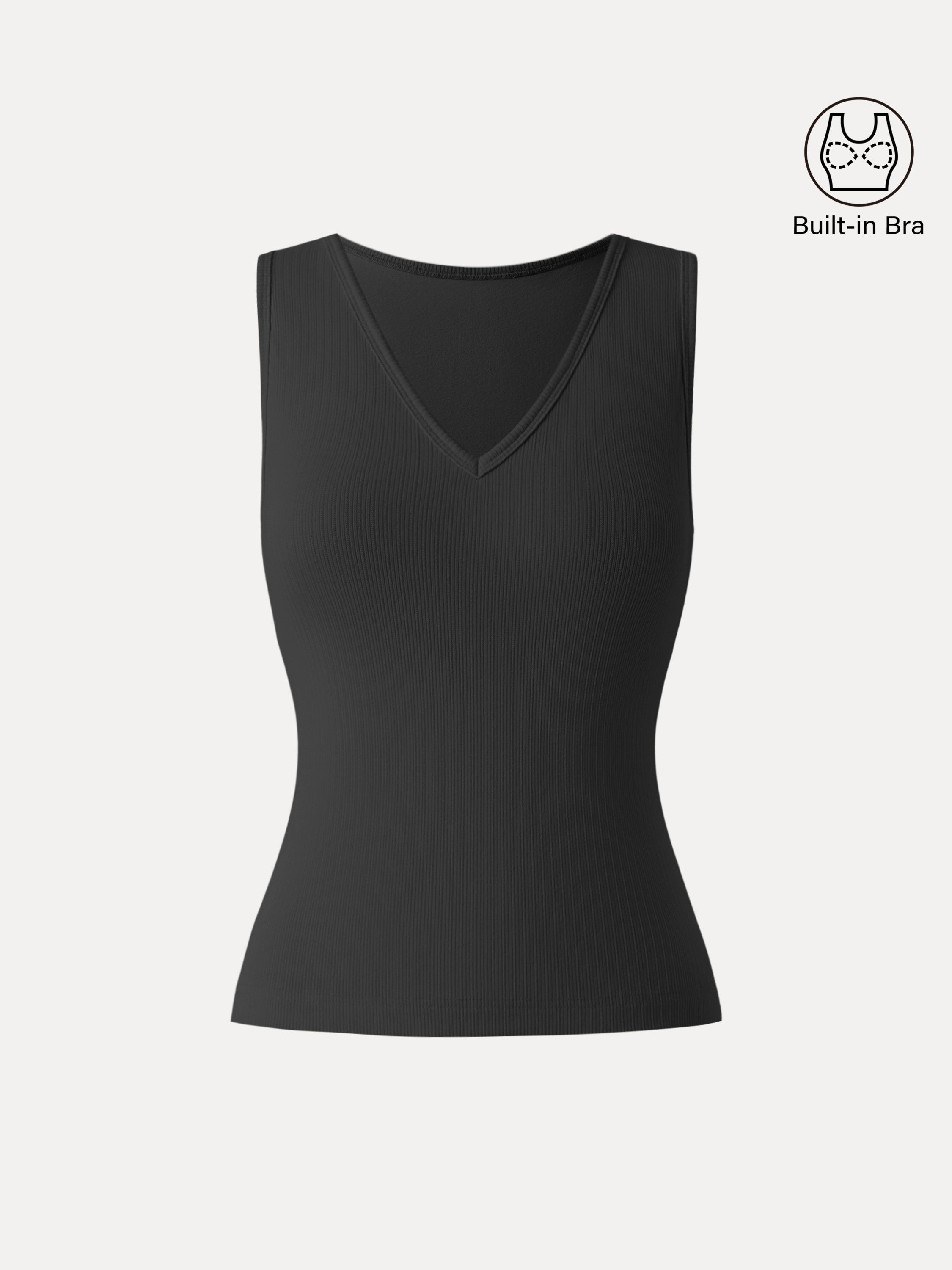Pointelle V-neck Sleeveless Bra Tank