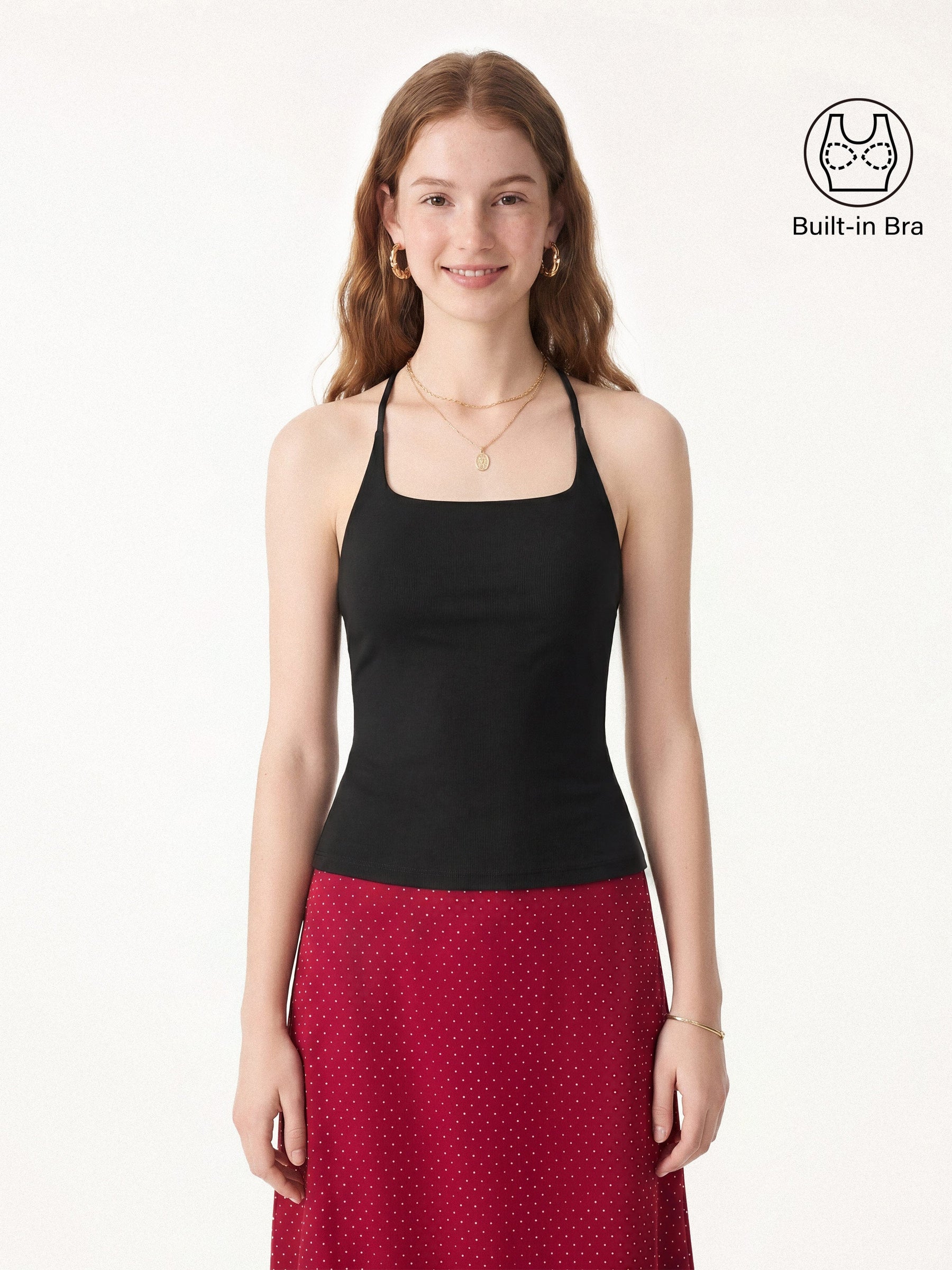 Square Neck Spaghetti Bra Tank