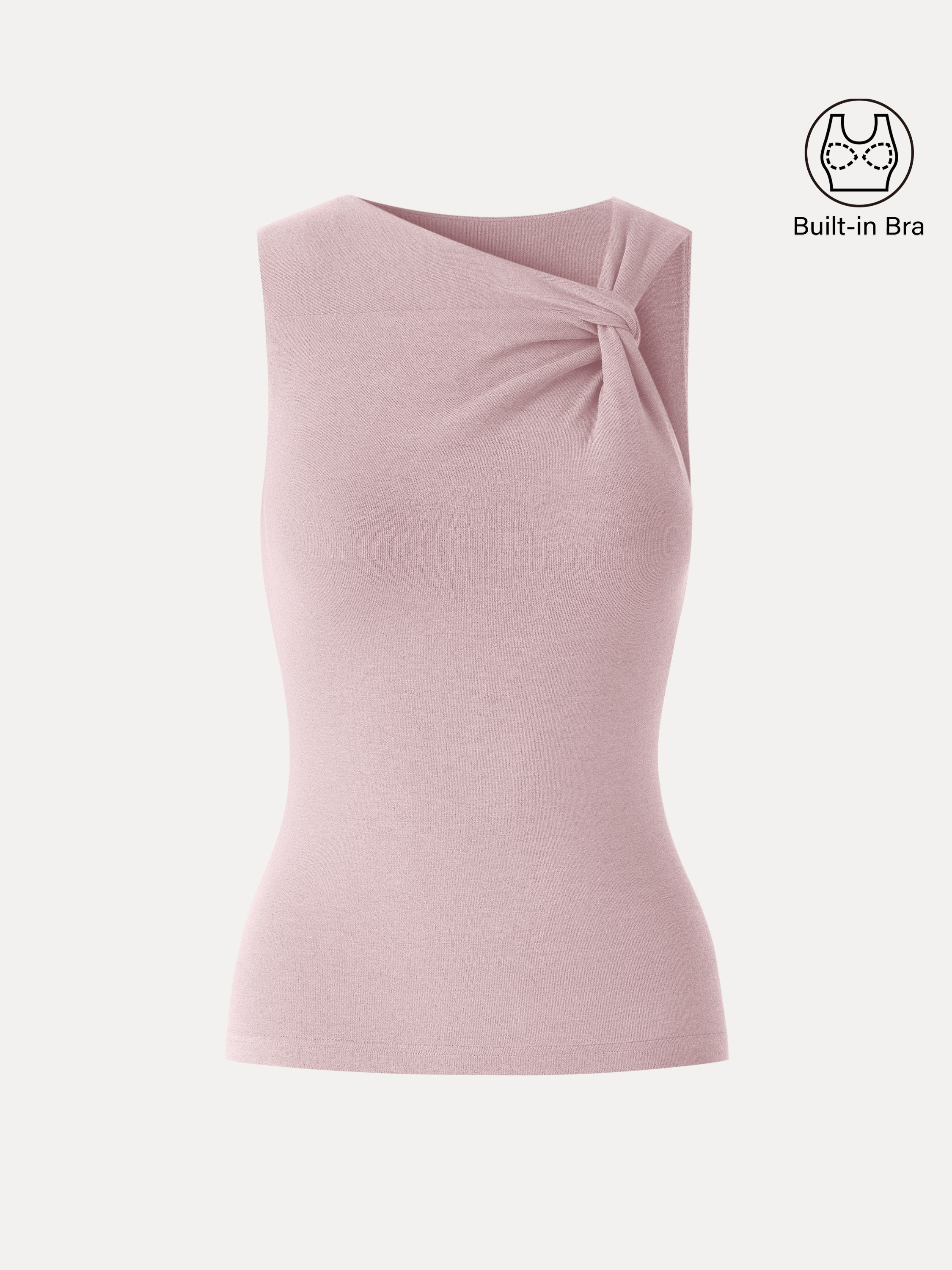 Sweat-Wicking Asymmetrical Neck Knotted Bra Tank
