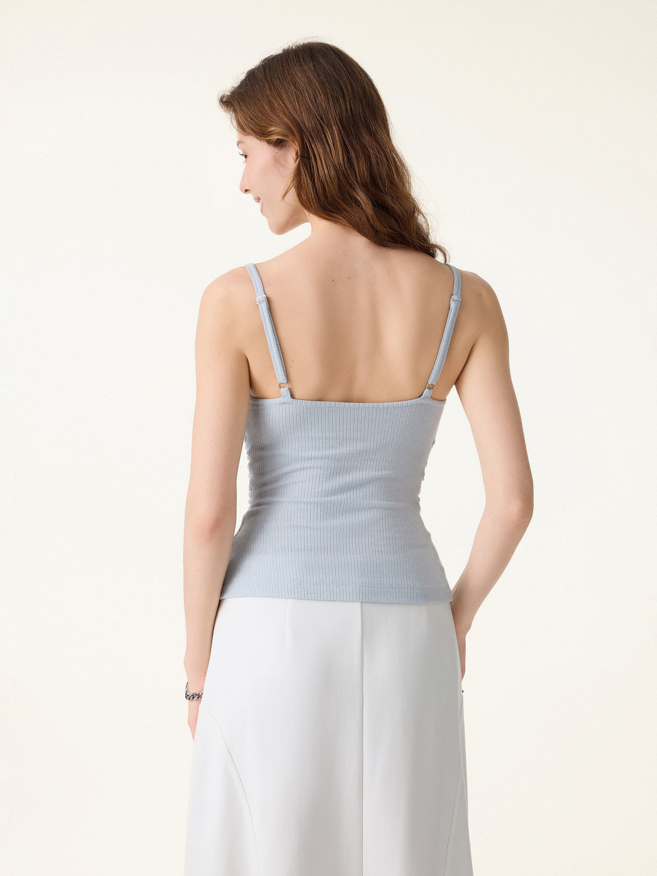 Soft Textured Adjustable Spaghetti Bra Tank