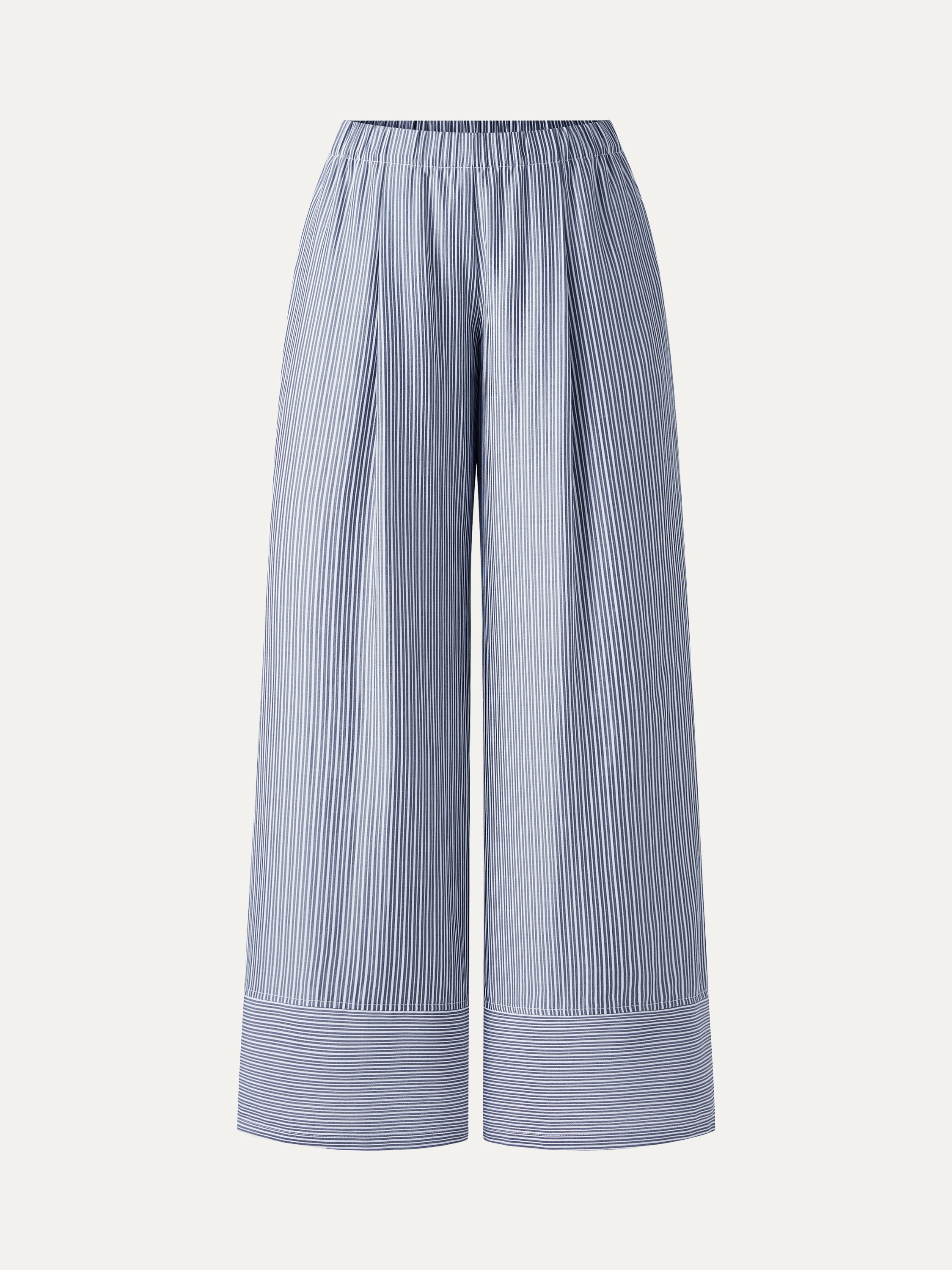 Summer Poplin High-Rise Wide Leg Pants with Pockets