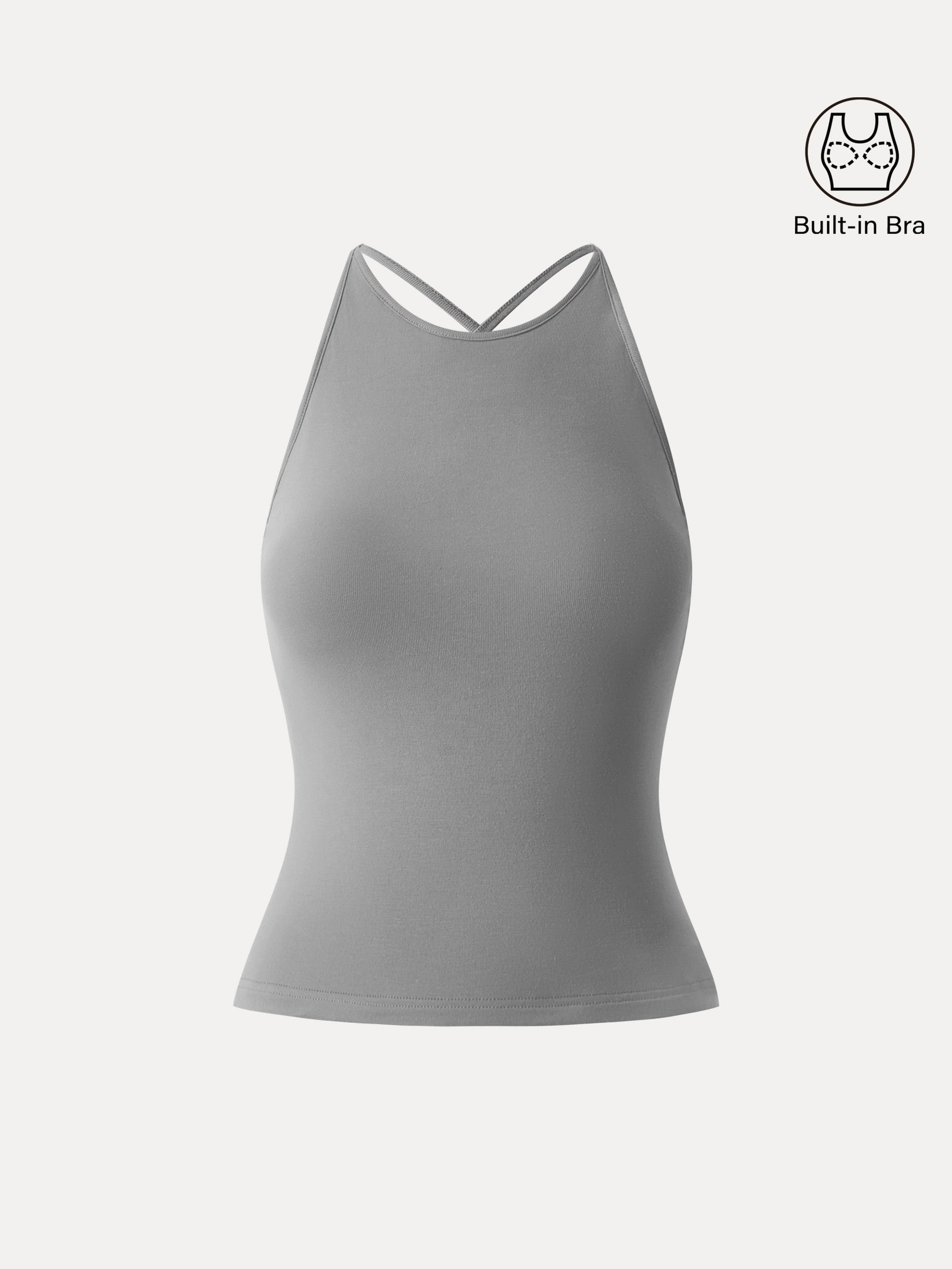 SkinKiss Round Neck Cross-Back Bandless Bra Top