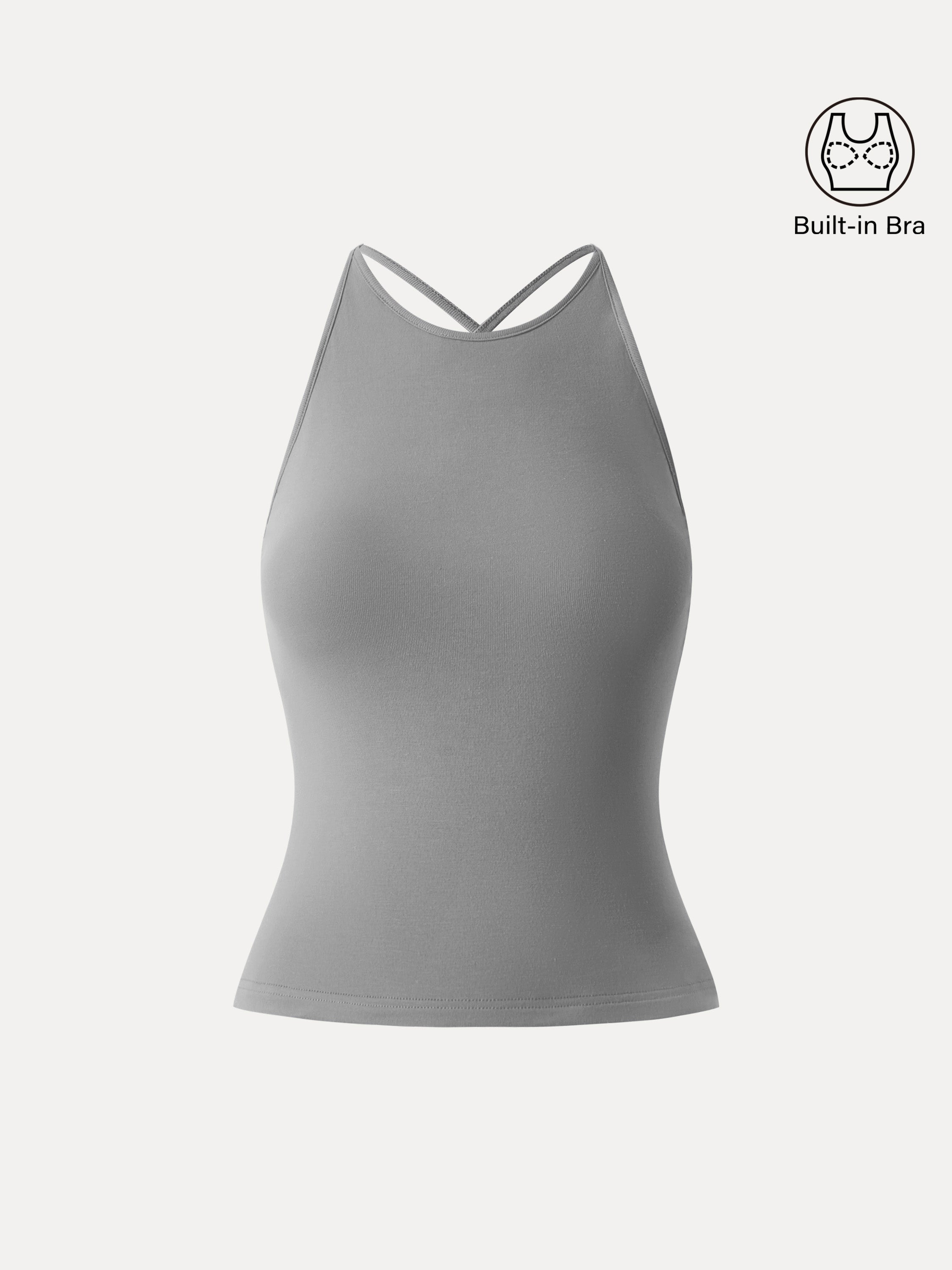 SkinKiss Round Neck Cross-Back Bandless Bra Top